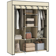 Roupeiro de Tecido Dobrável Armário Portátil 125x43x162,5cm - Creme Branco