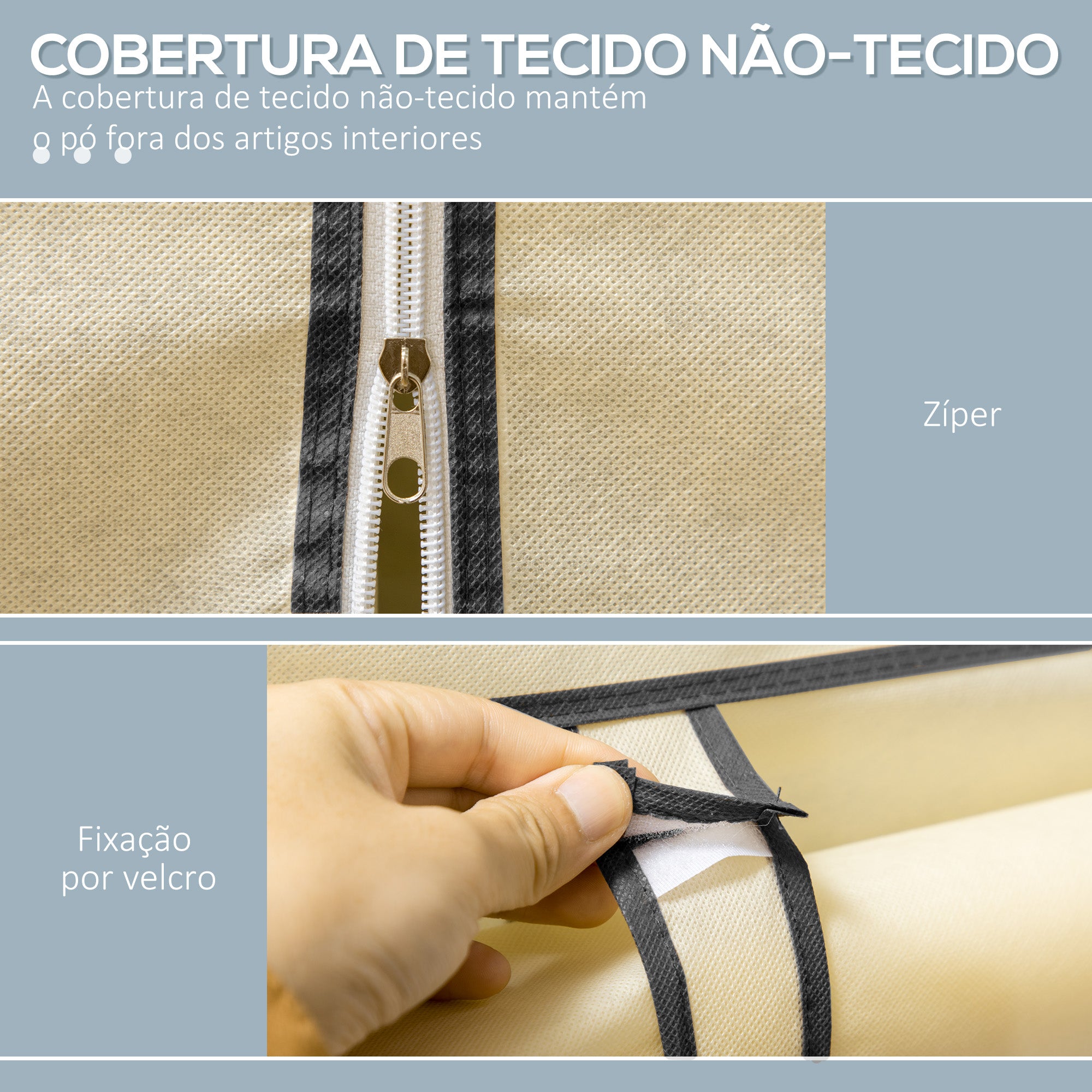 Roupeiro de Tecido Dobrável Armário Portátil 125x43x162,5cm - Creme Branco