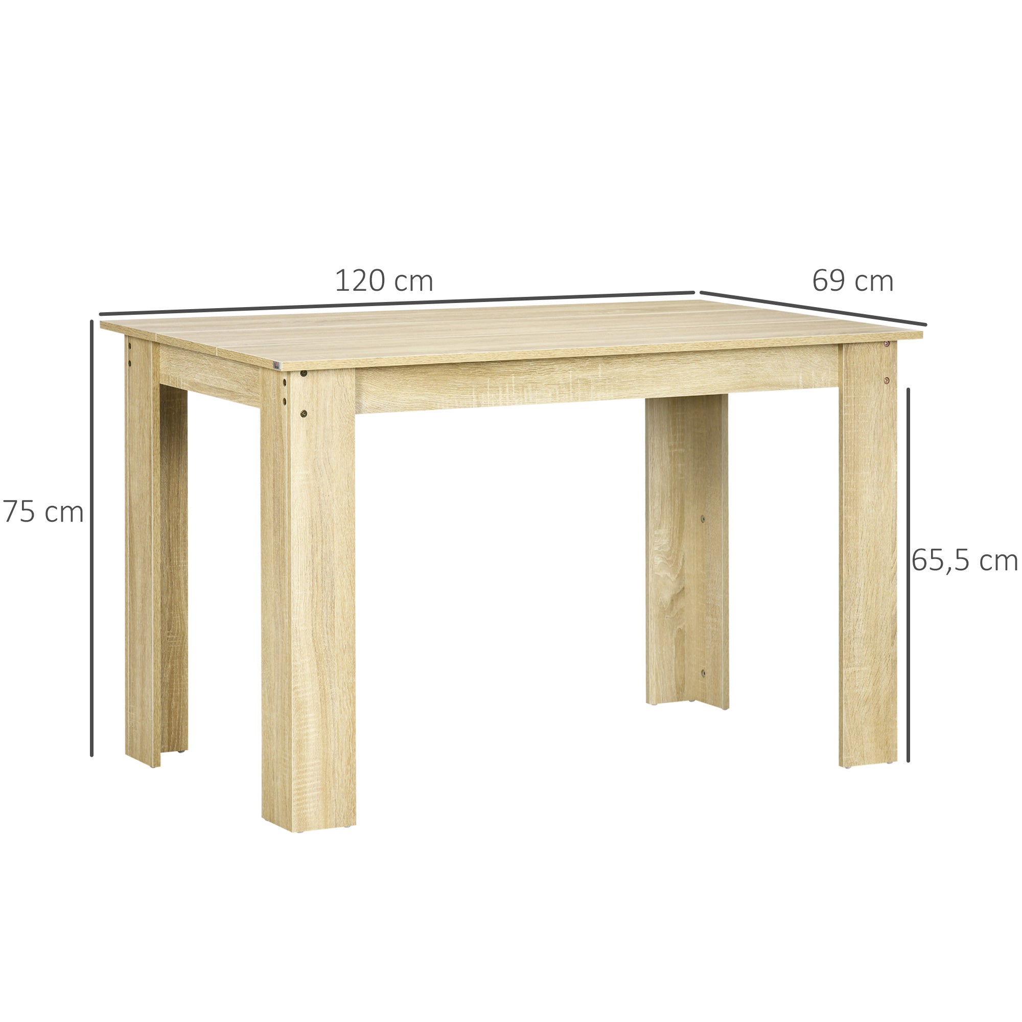 Mesa de Sala de Jantar Retangular 120x69x75 cm - Cor de Carvalho
