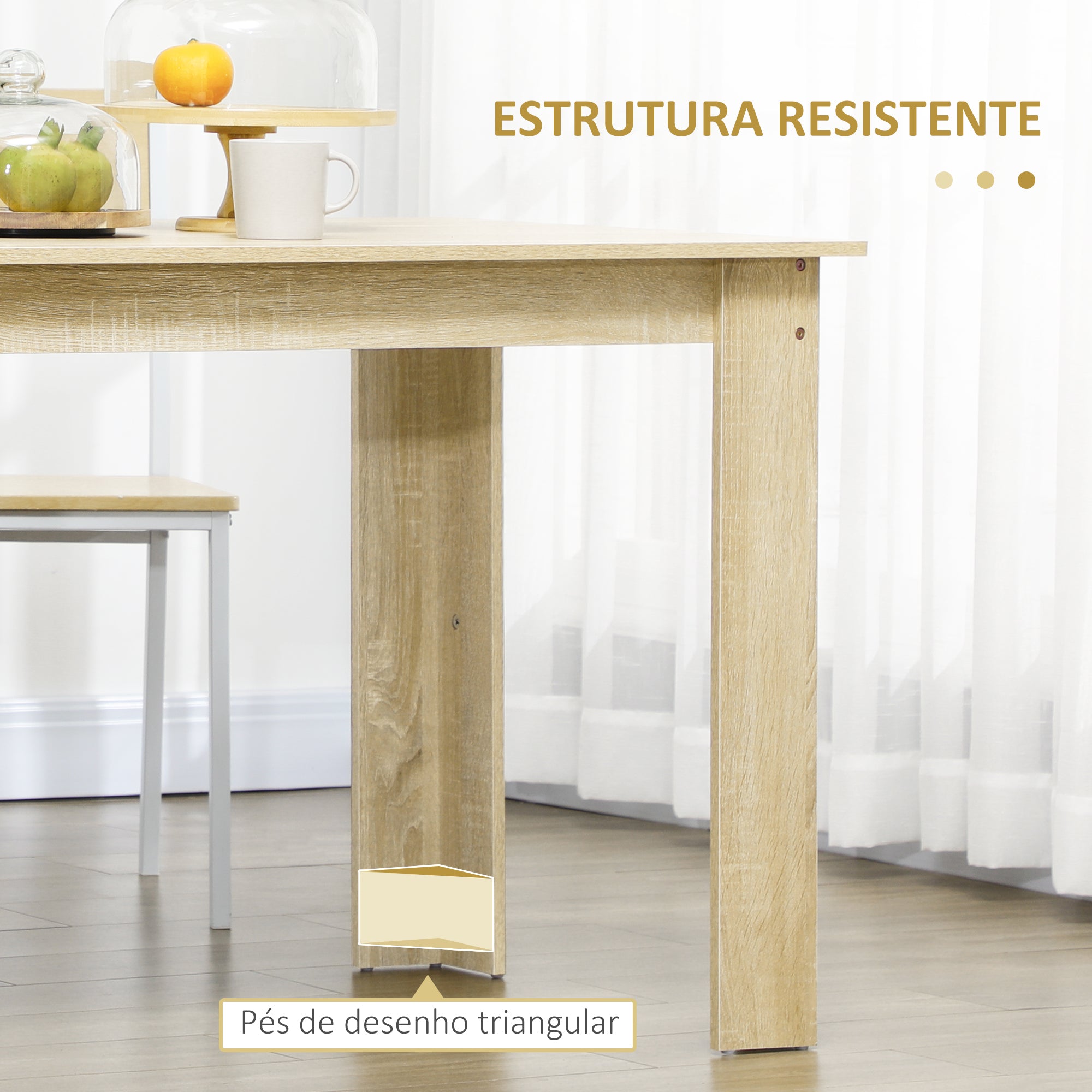 Mesa de Sala de Jantar Retangular 120x69x75 cm - Cor de Carvalho