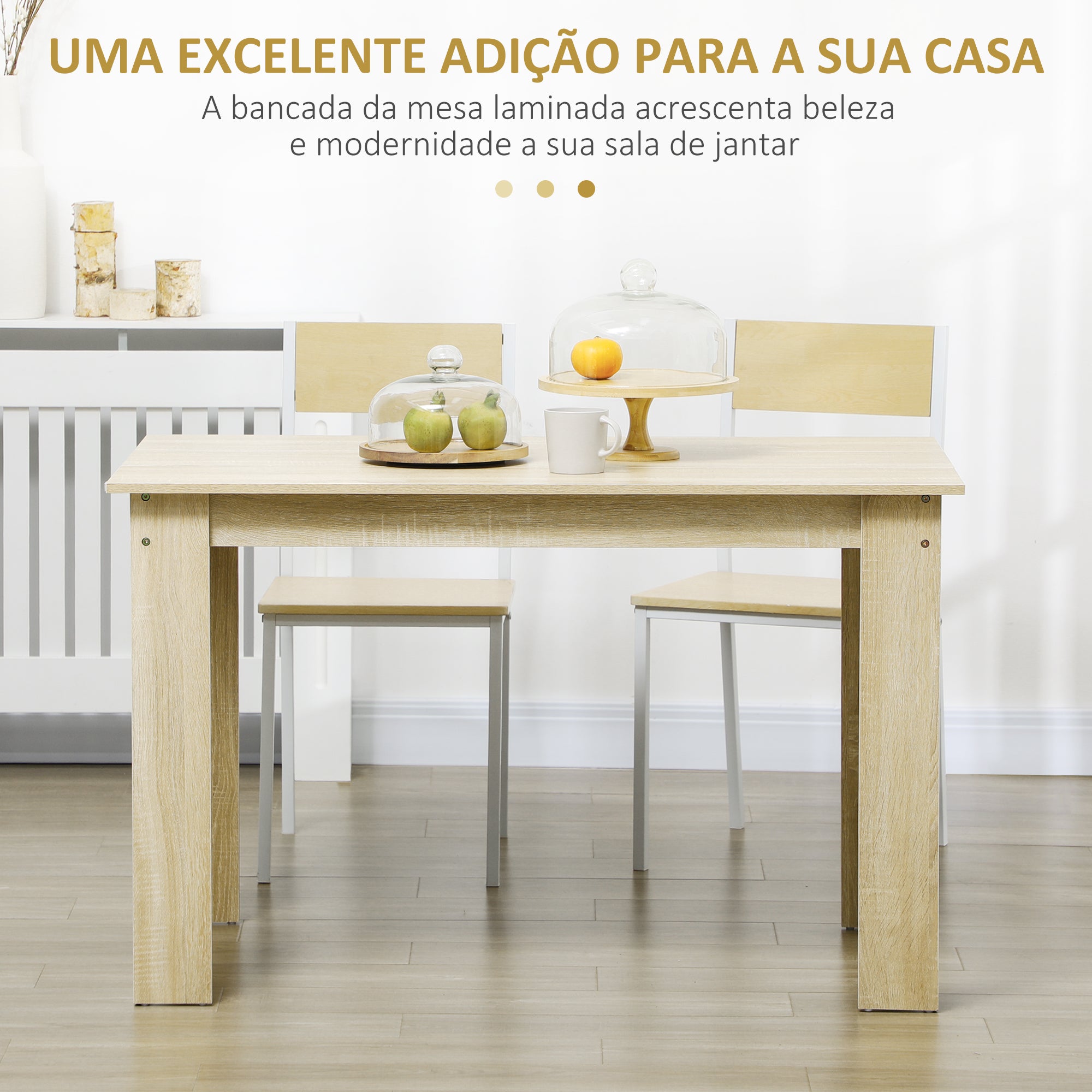 Mesa de Sala de Jantar Retangular 120x69x75 cm - Cor de Carvalho