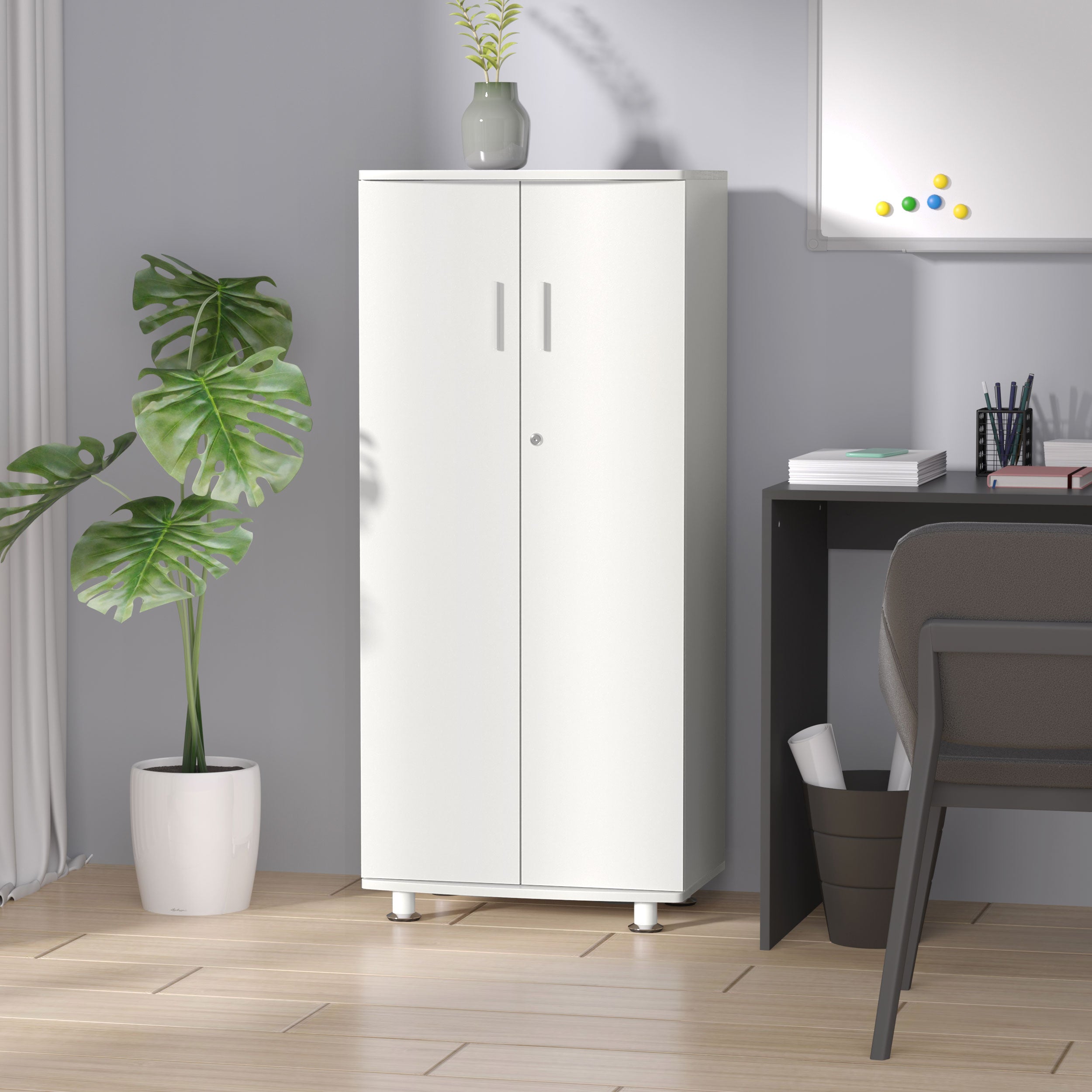 Estante Gabinete Branco para CDs, Livros e DVDs 55x36,5x125,5 cm