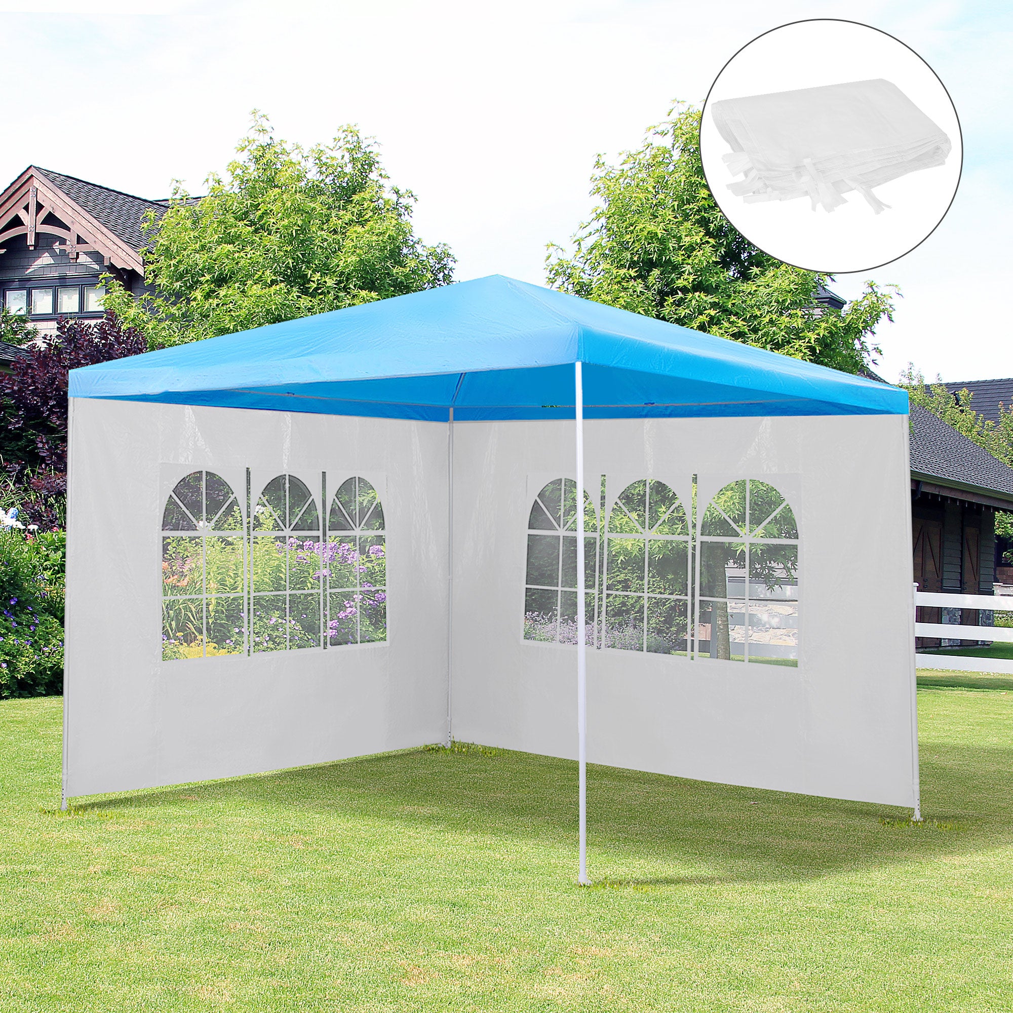 Conjunto de 2 Paredes Laterais Brancas para Tendas de 3x3m e 3x6m - 293x193cm