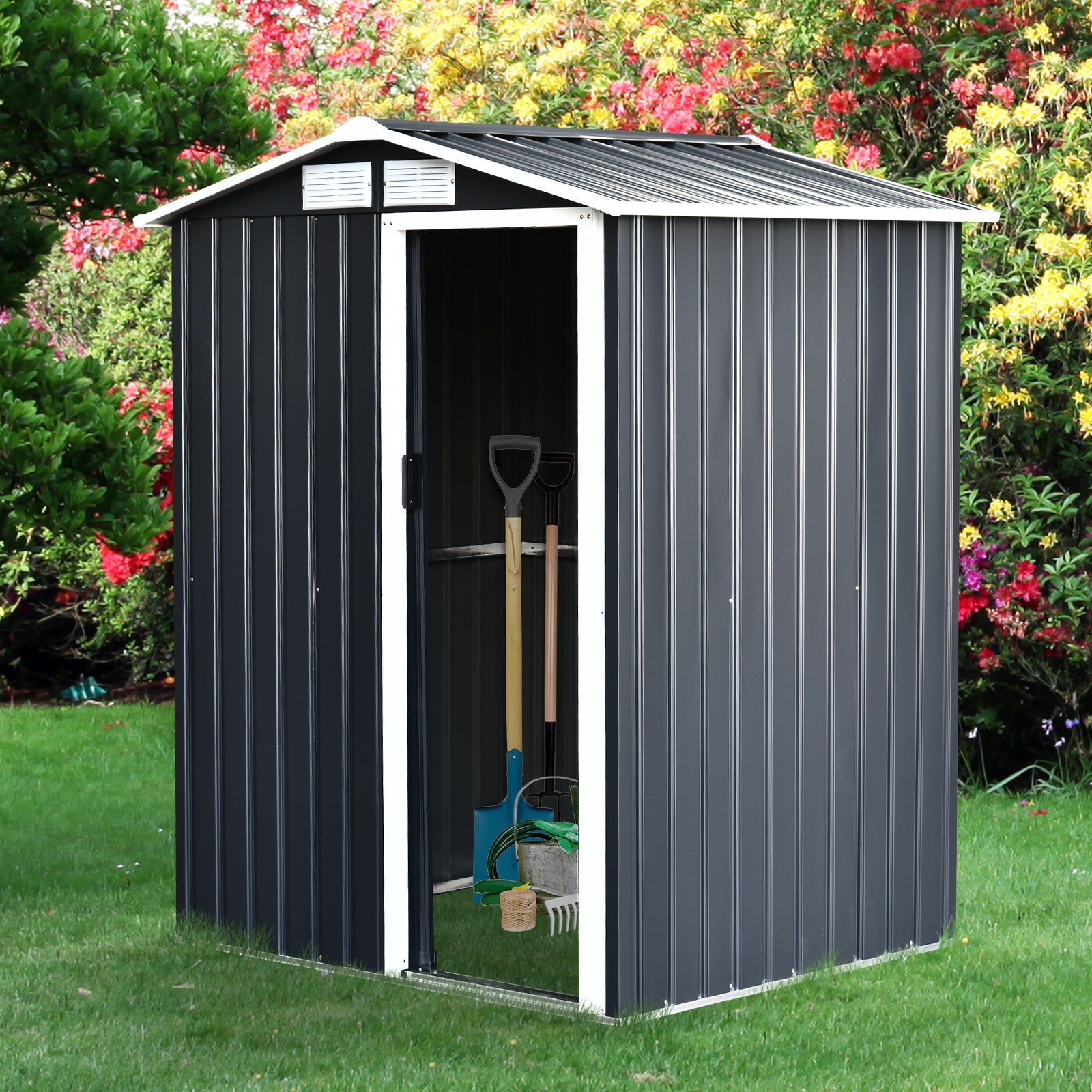 Abrigo de Jardim 150x130x186 cm Cor Cinza - Aço Galvanizado