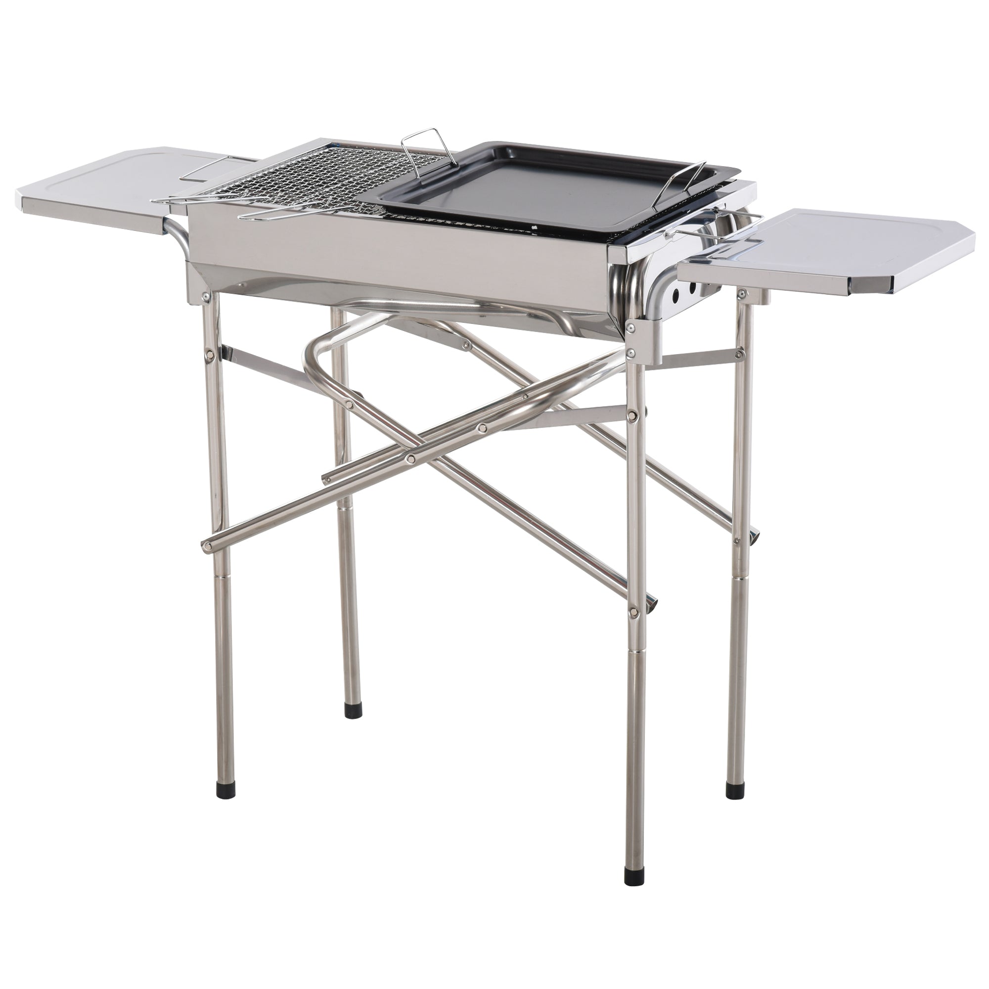 Barbecue Portátil de Aço Inoxidável Prata 104x30x68cm