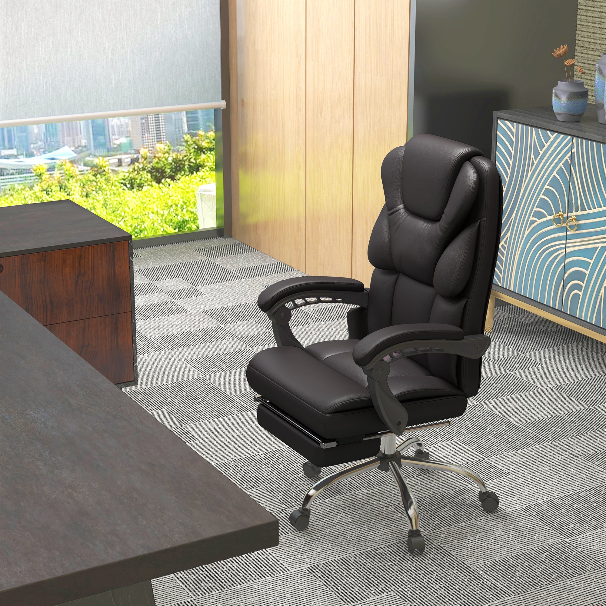 Cadeira de Escritório com Massagem Vibratória Marrom 63x57x118-126 cm