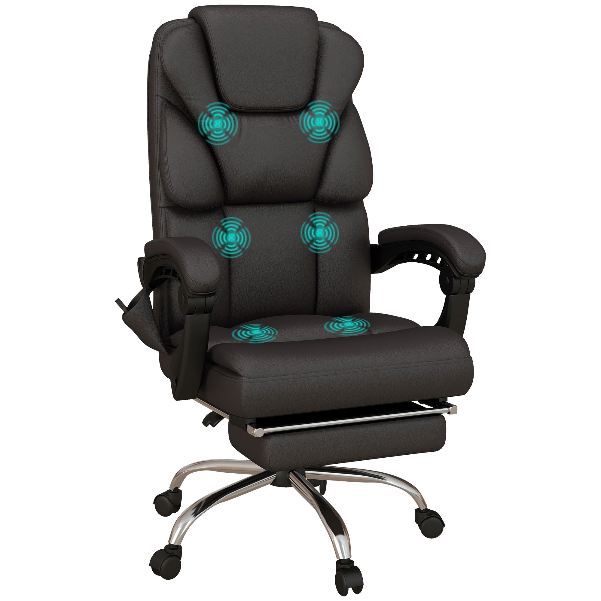 Cadeira de Escritório com Massagem Vibratória Marrom 63x57x118-126 cm