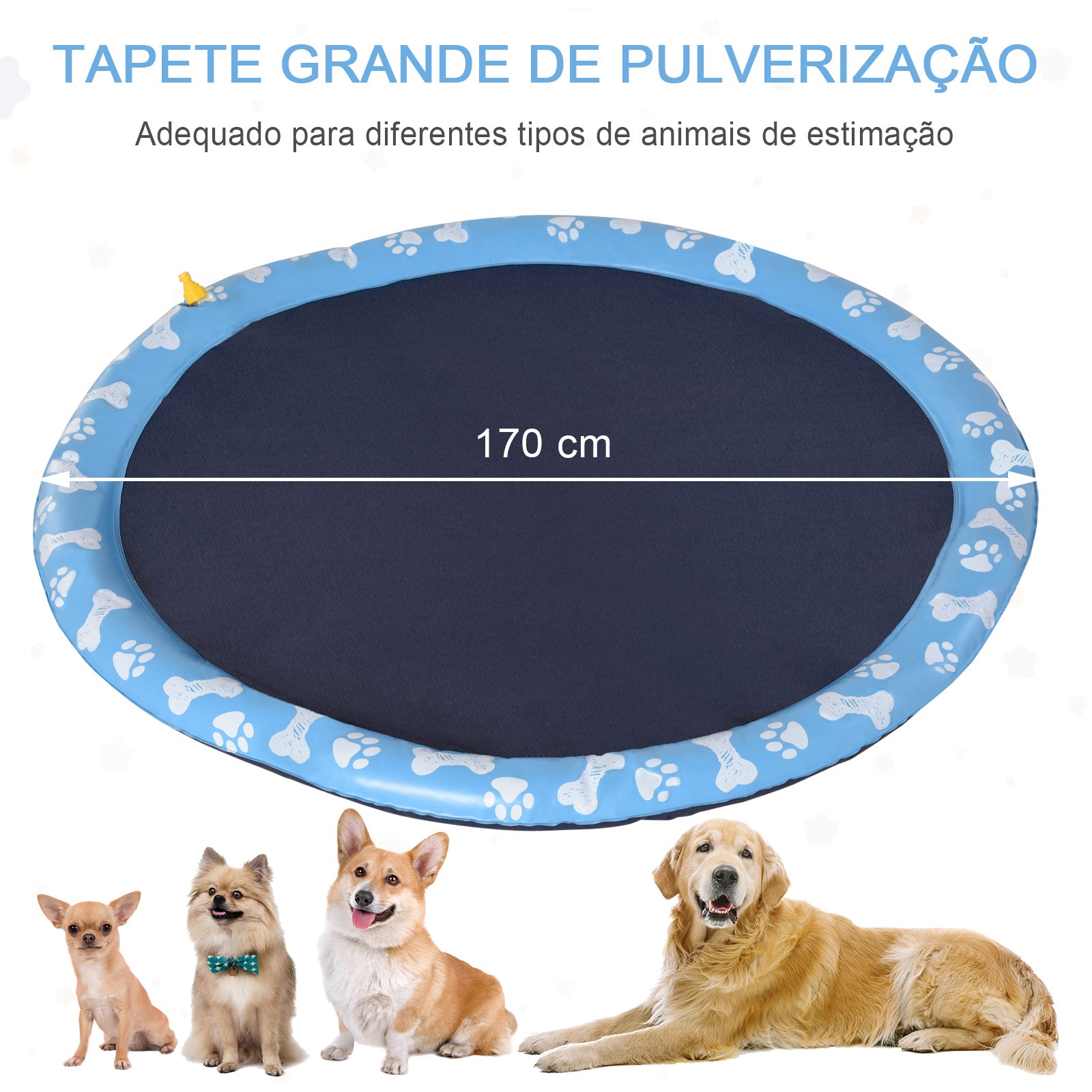 Tapete Aquático para Animais de Estimação 170 cm Azul