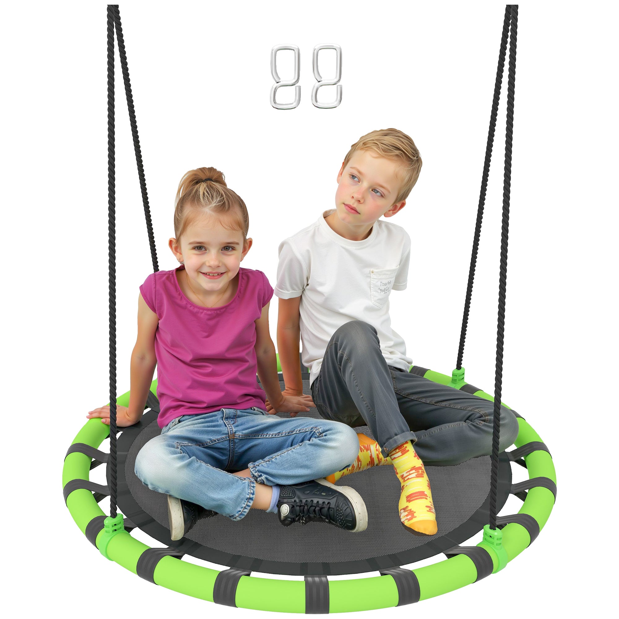 Baloiço Infantil Ø100x180 cm Preto e Verde - Suporta 150kg