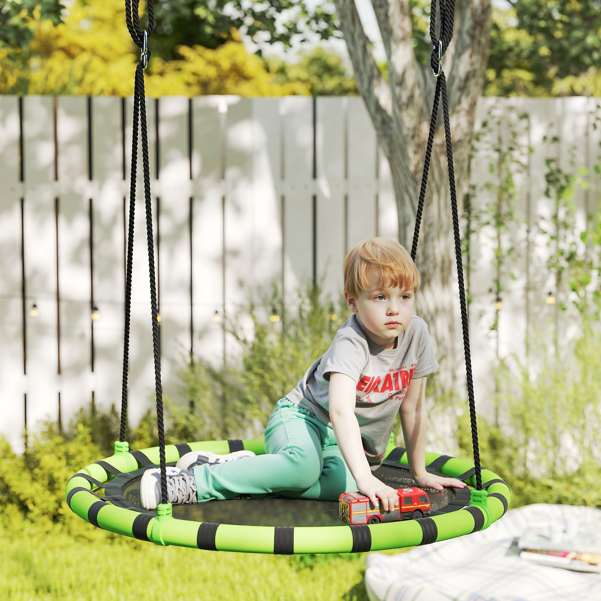 Baloiço Infantil Ø100x180 cm Preto e Verde - Suporta 150kg