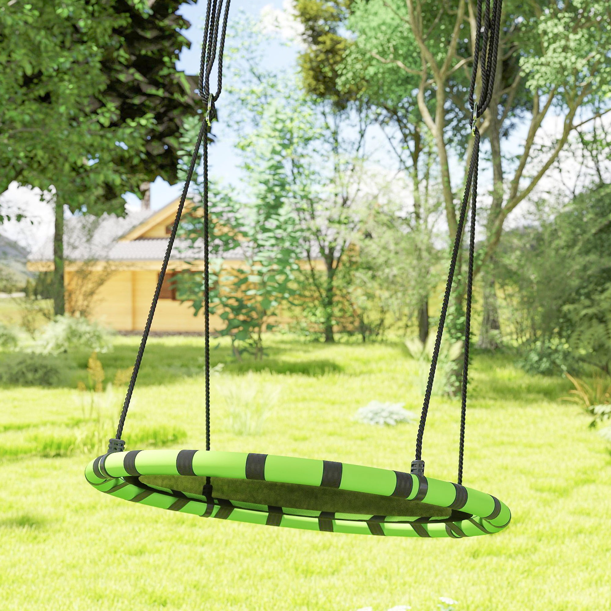Baloiço Infantil Ø100x180 cm Preto e Verde - Suporta 150kg