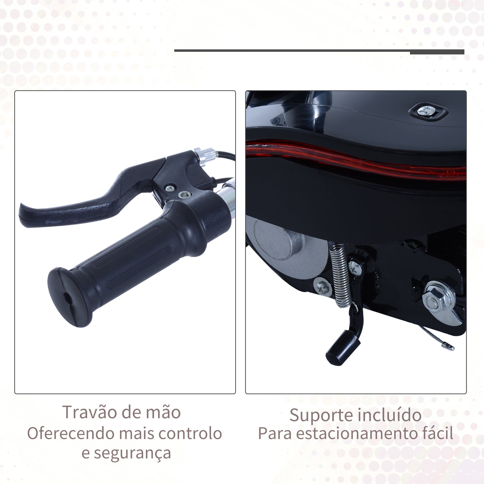Trotinete Elétrica Dobrável para Crianças e Adolescentes - Preto 76x38x96 cm