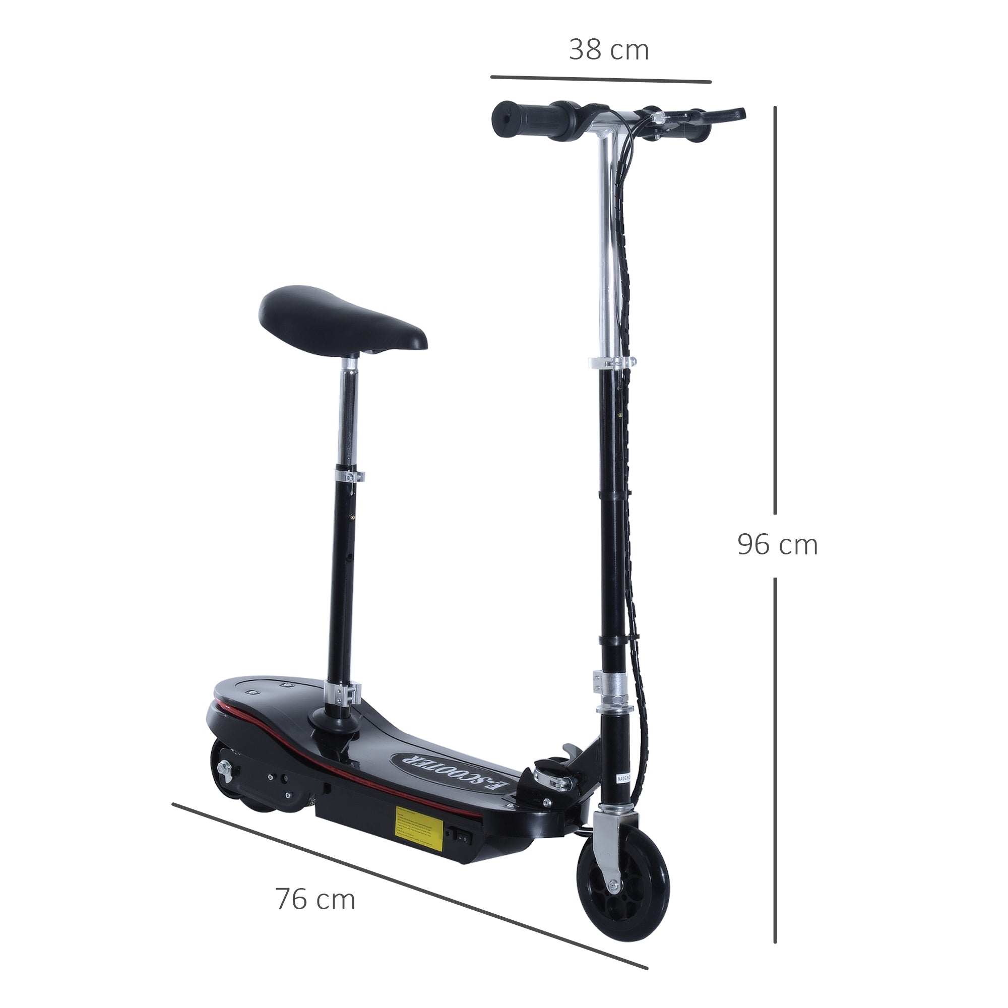 Trotinete Elétrica Dobrável para Crianças e Adolescentes - Preto 76x38x96 cm