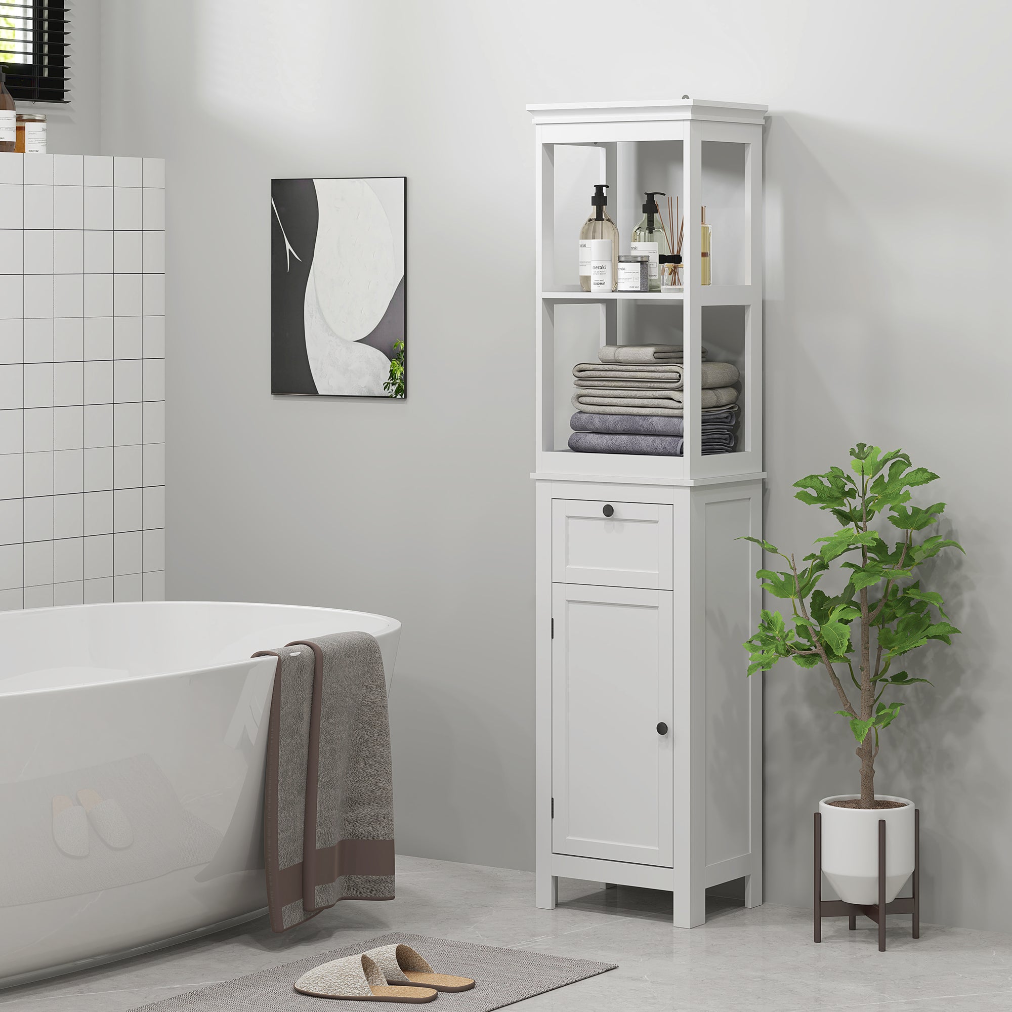 Armário Casa de Banho Moderno 40x30x165 cm - Cor Branco