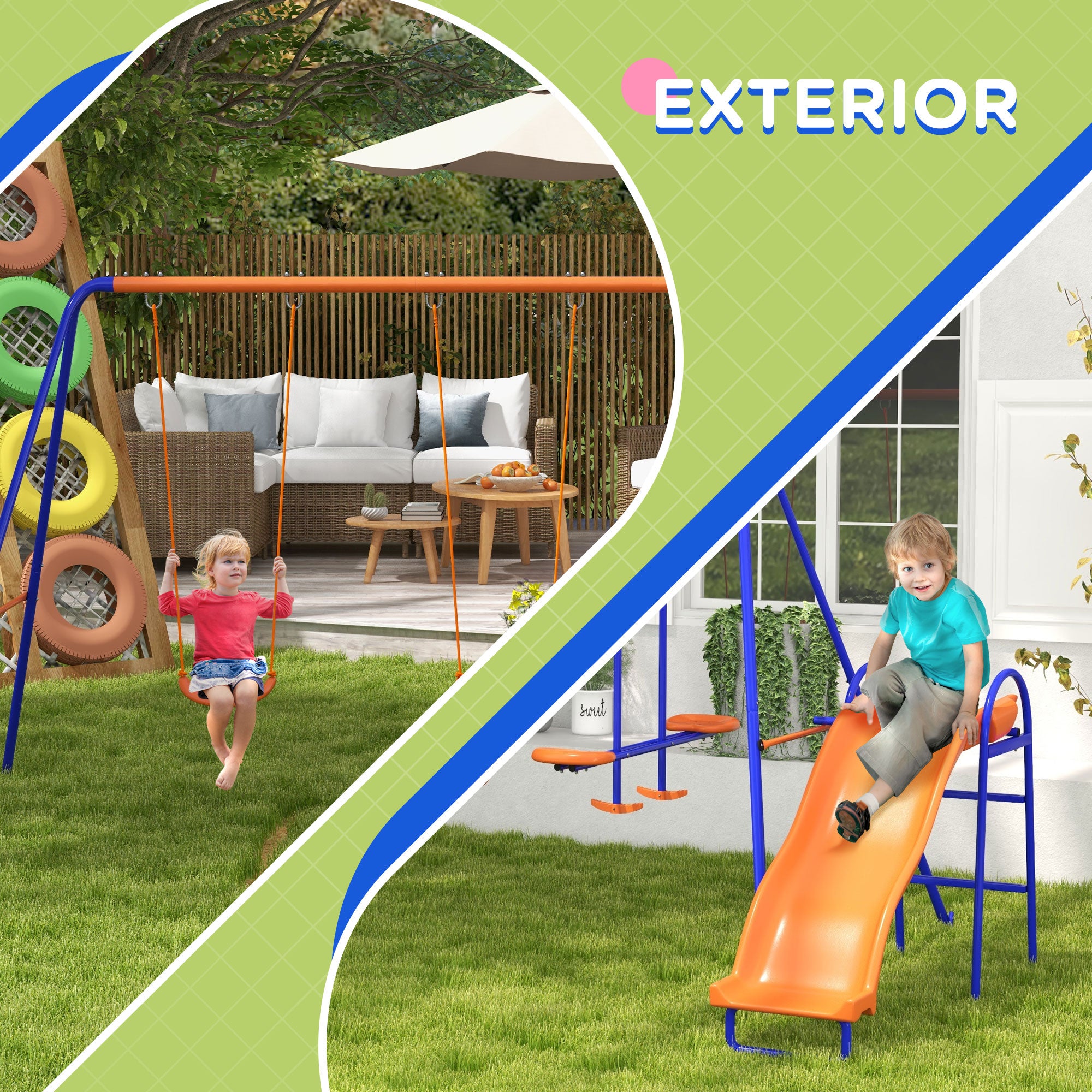 Baloiço Infantil 4 em 1 Multicor 367x192x180 cm