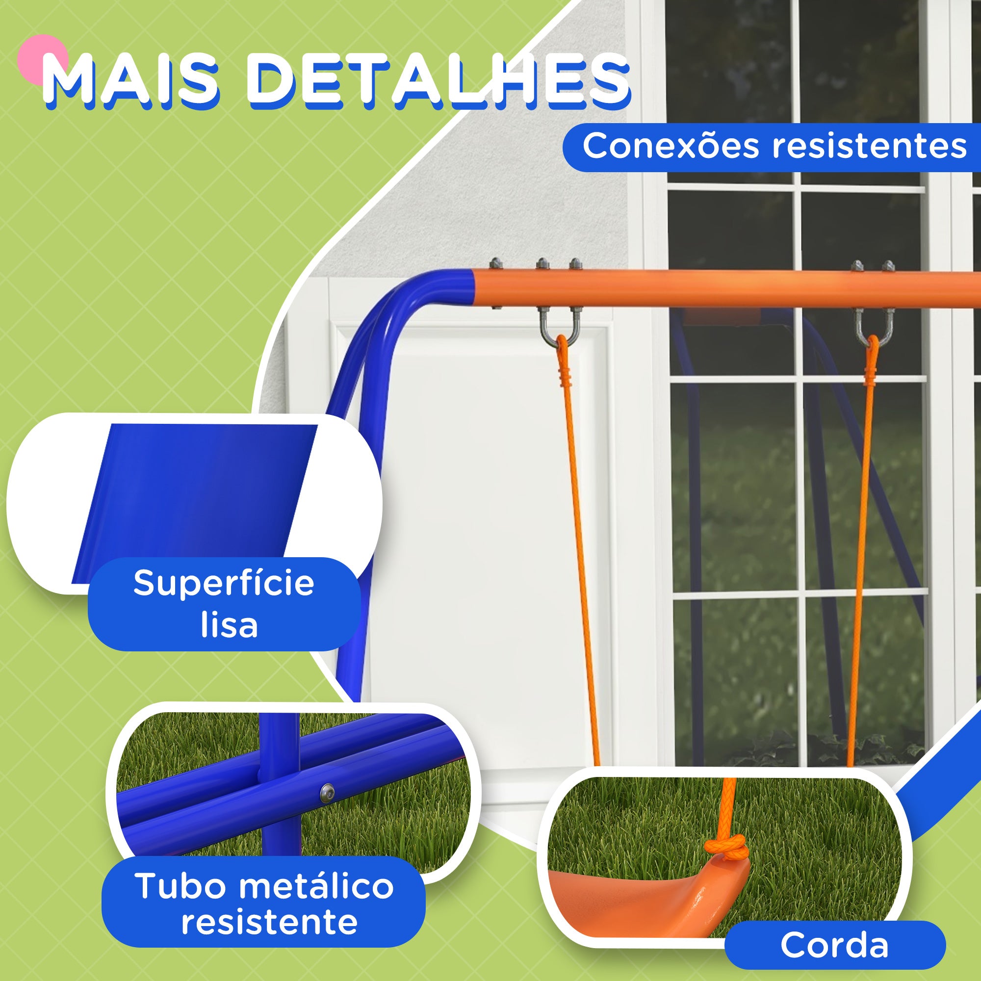 Baloiço Infantil 4 em 1 Multicor 367x192x180 cm