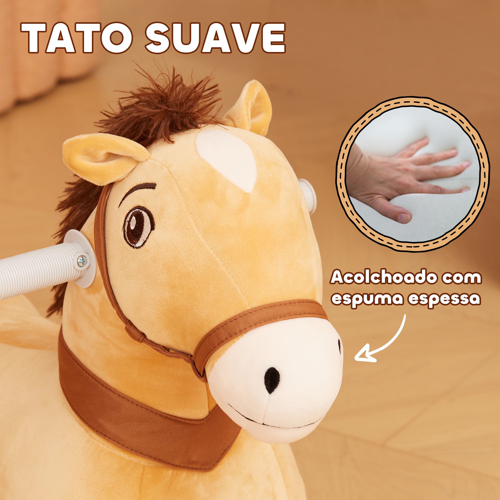 Cavalo Elétrico para Crianças - 69x34x53 cm - Marrom