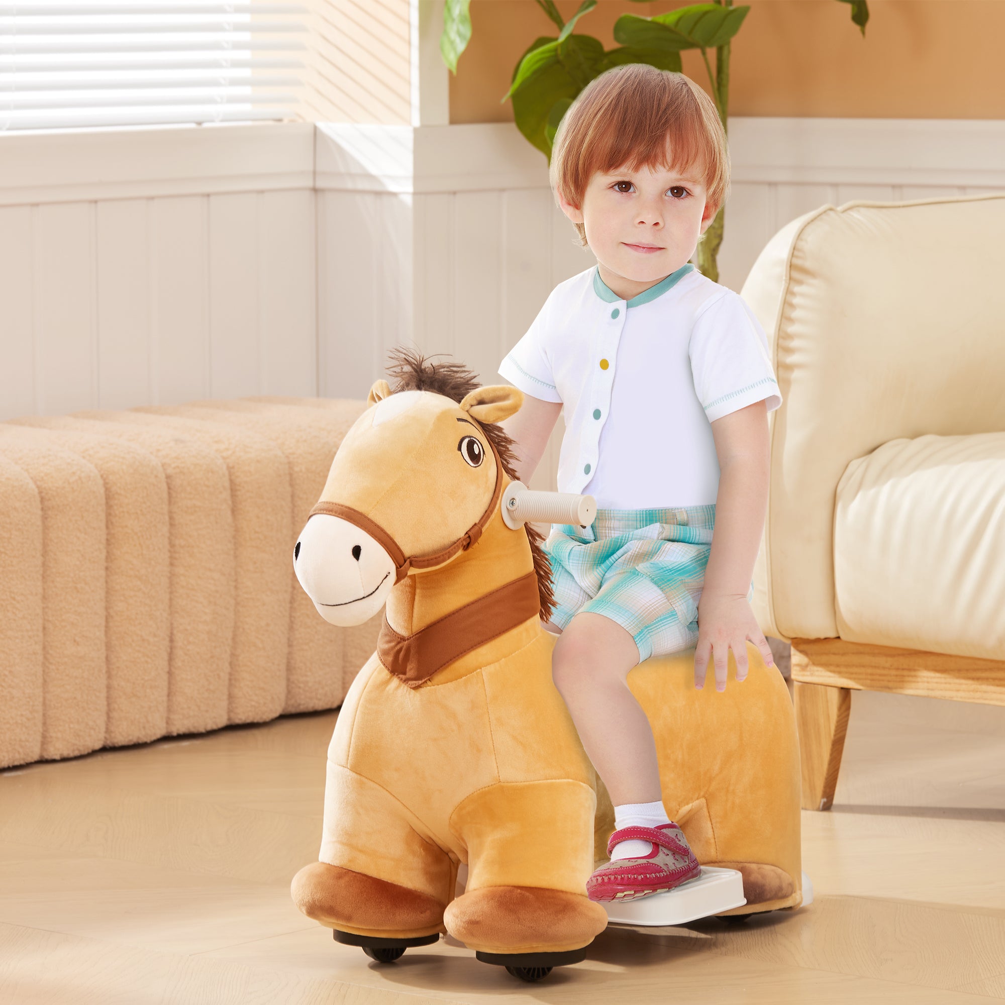 Cavalo Elétrico para Crianças - 69x34x53 cm - Marrom