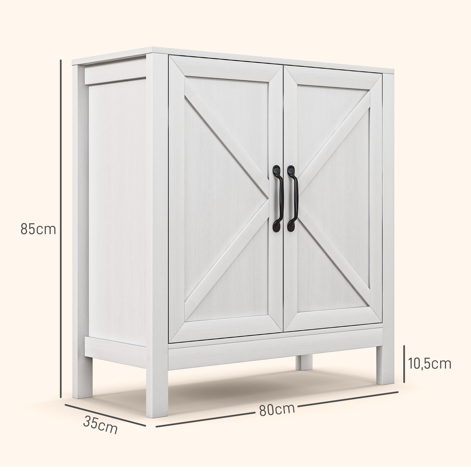 Aparador Moderno com Prateleira Ajustável 80x35x85 cm Branco