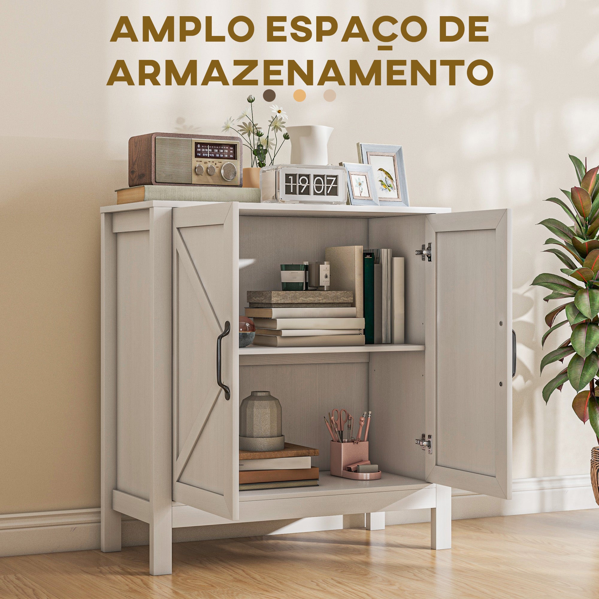 Aparador Moderno com Prateleira Ajustável 80x35x85 cm Branco