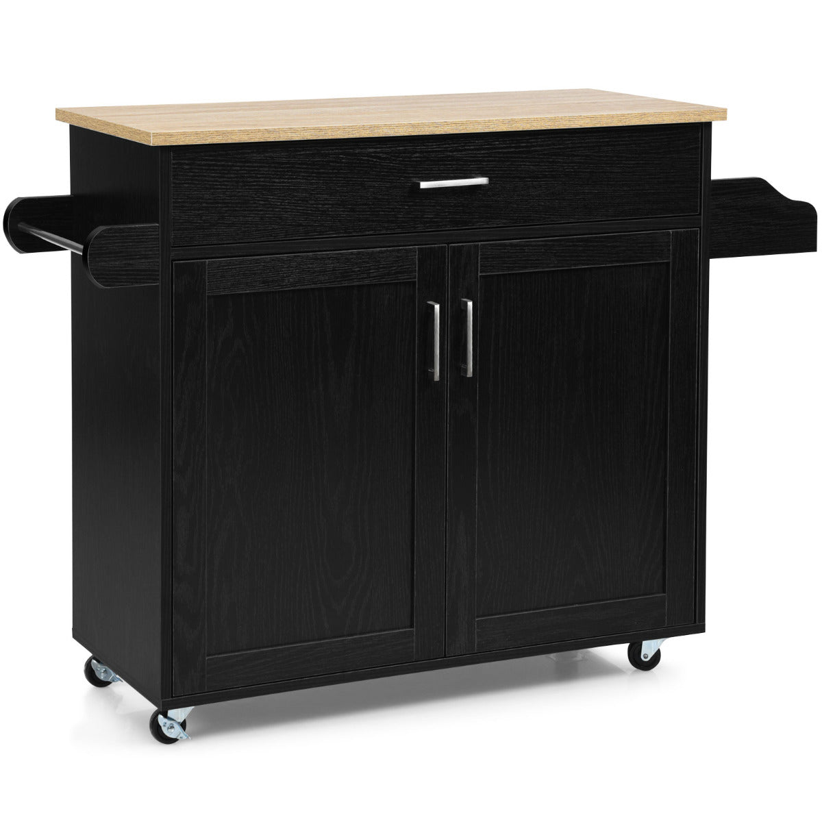 Carrinho de Cozinha – 116 x 40 x 85 cm – Preto – MDF e madeira