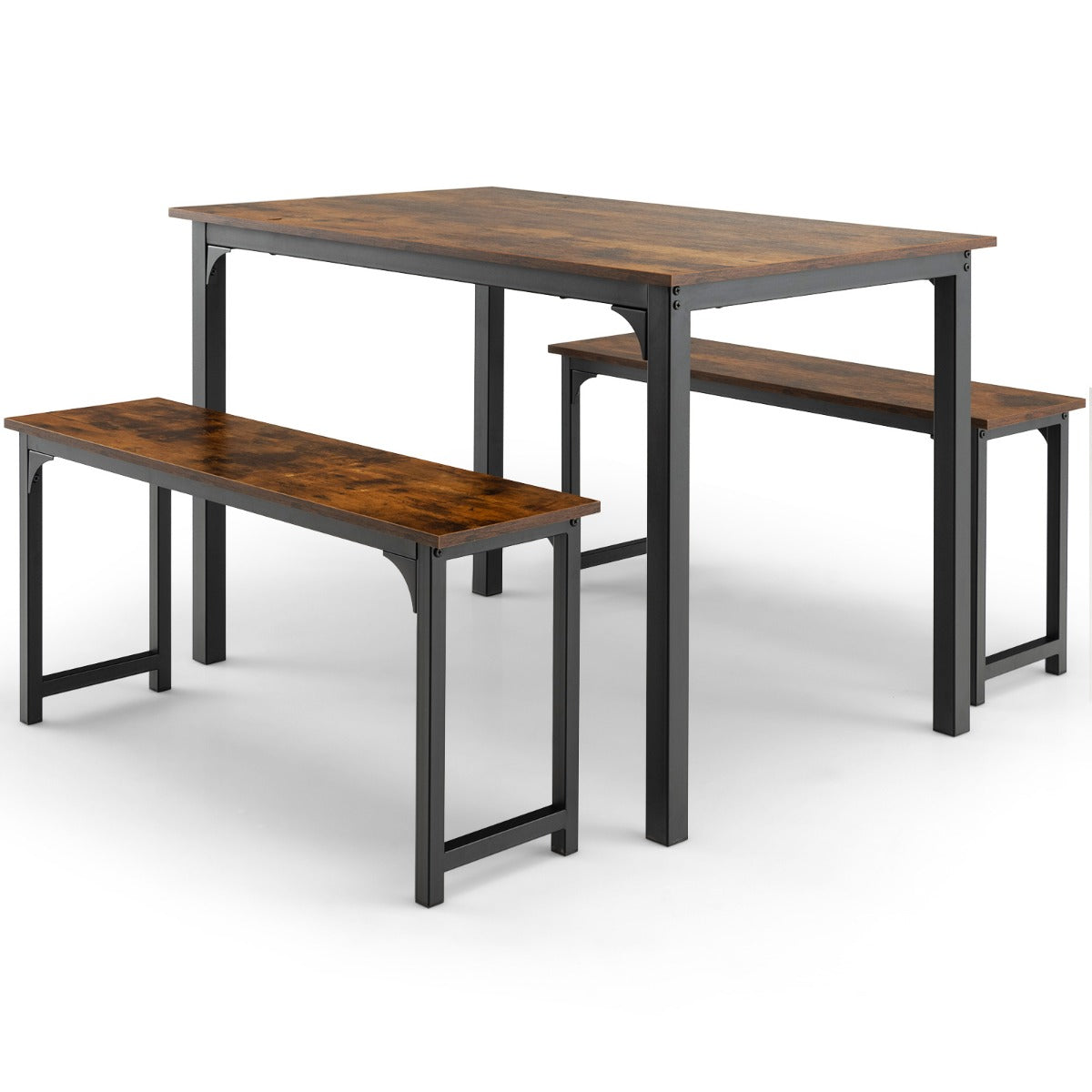 Conjunto de Mesa de Jantar de 3 Peças – Metal – Castanho