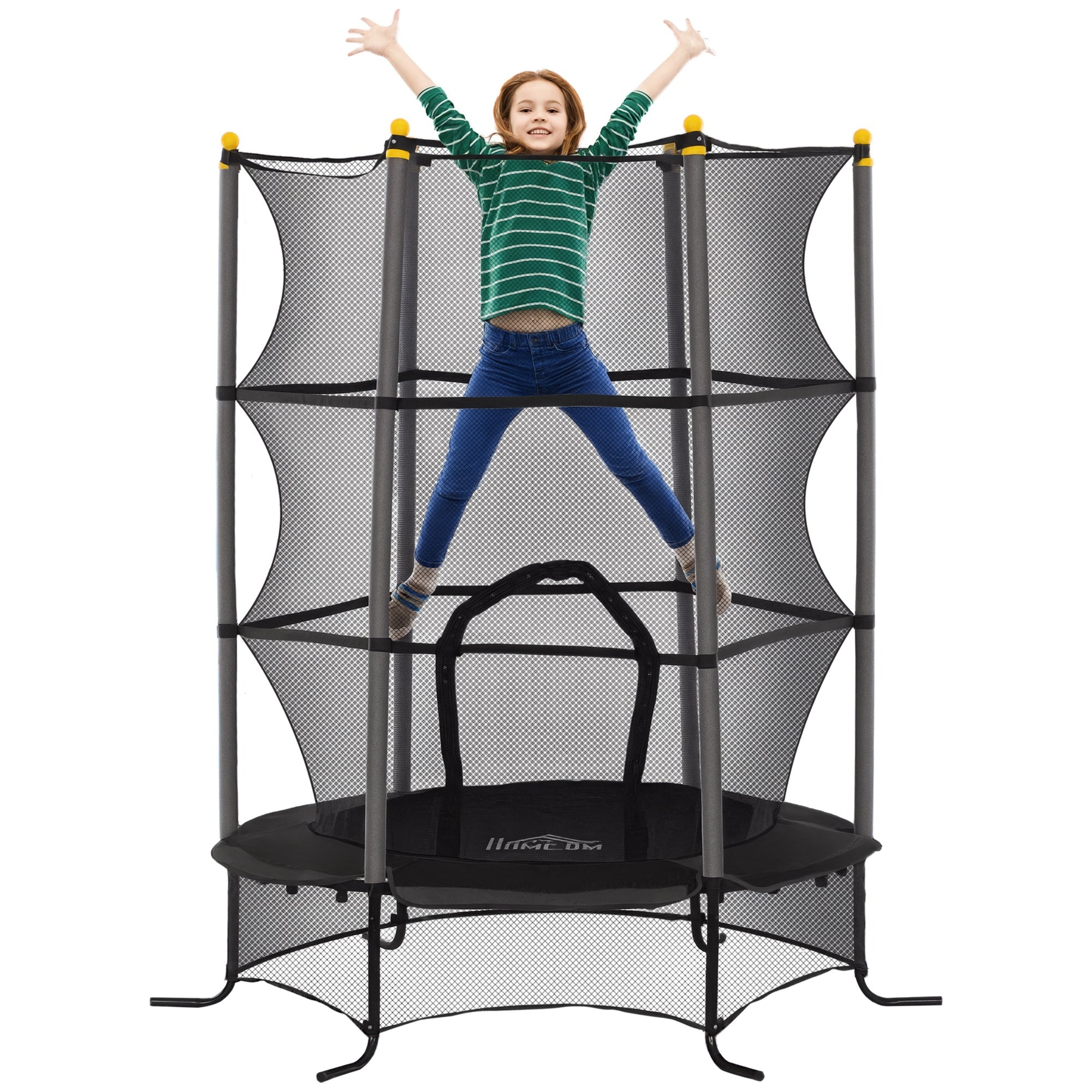 Trampolim Infantil Ø163x190 cm Preto com Rede de Segurança e Estrutura de Aço