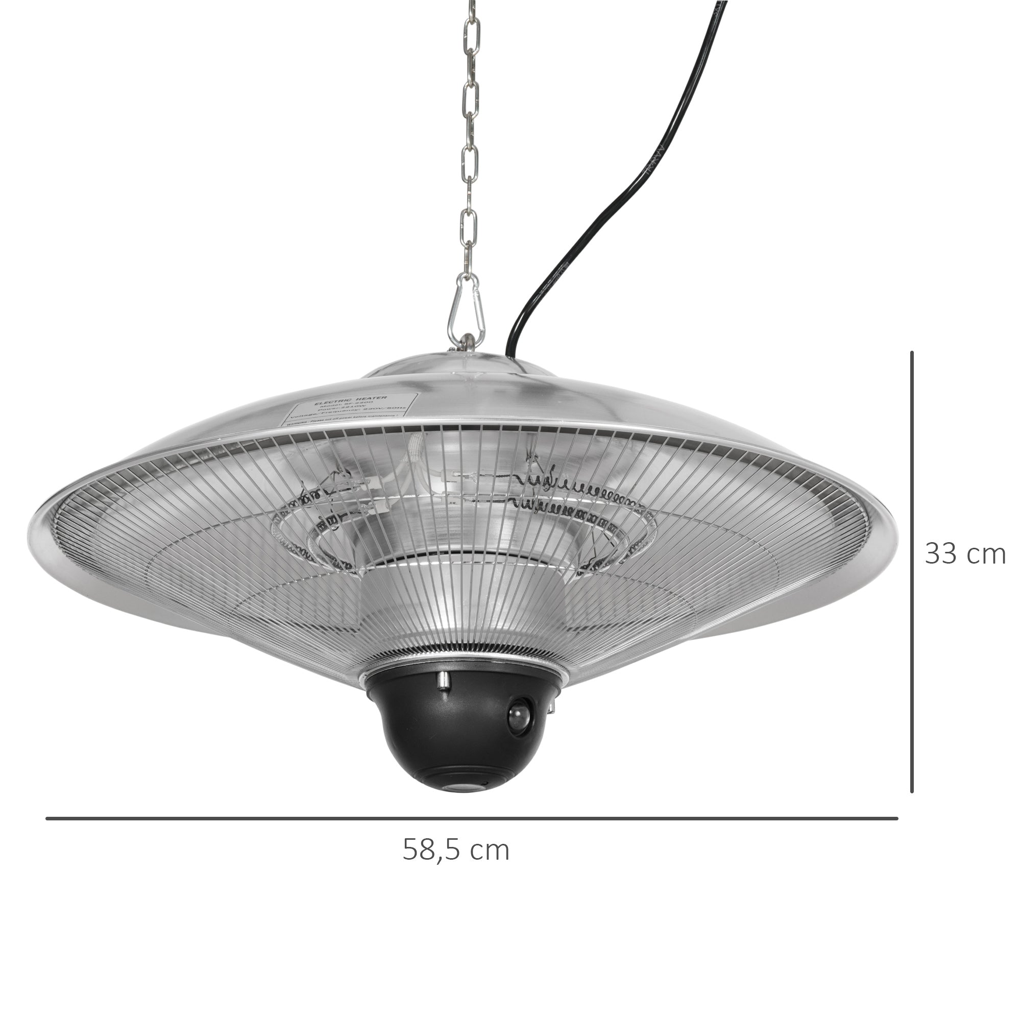 Aquecedor de Jardim Elétrico Prata Ø58,5x33cm - 1010W/1200W