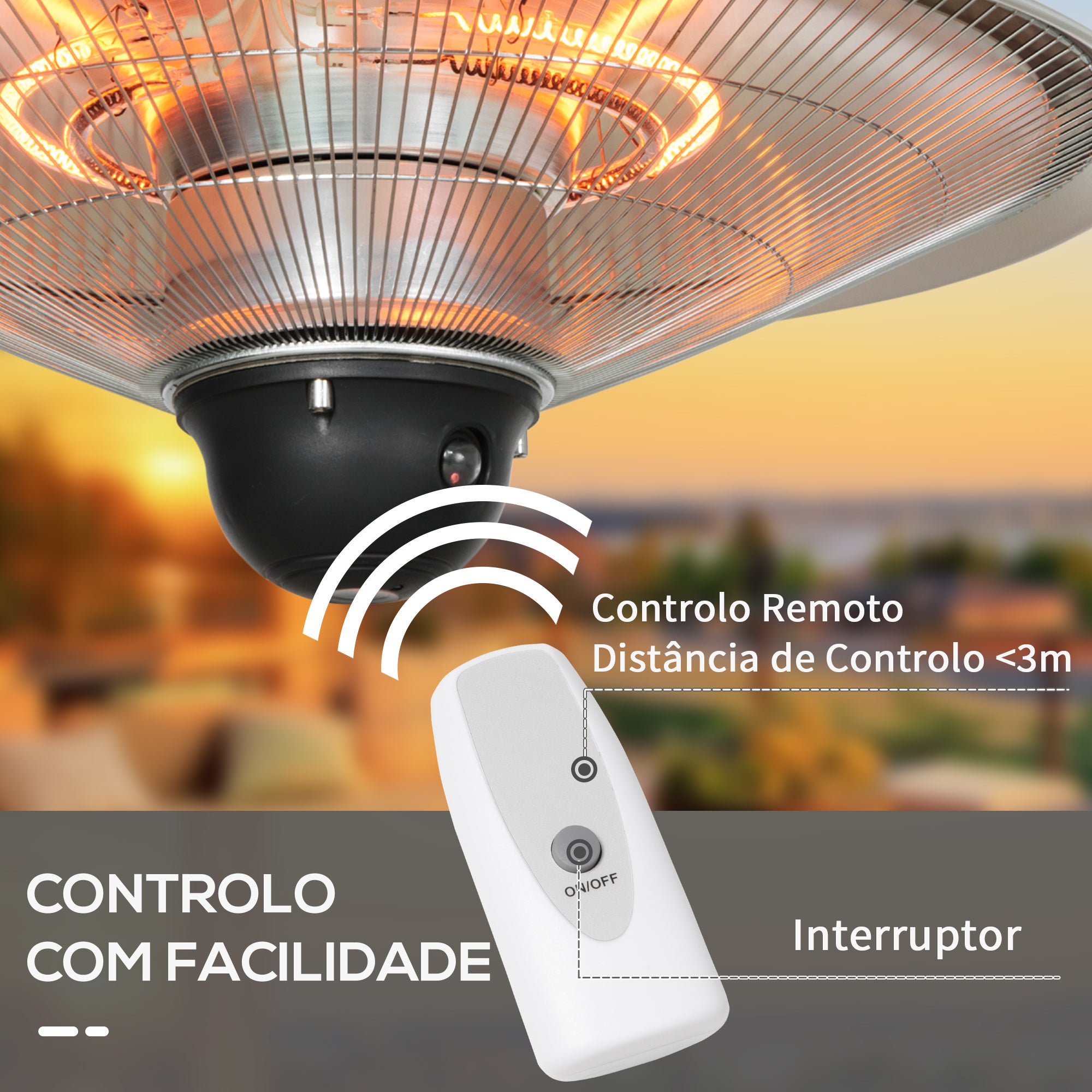 Aquecedor de Jardim Elétrico Prata Ø58,5x33cm - 1010W/1200W