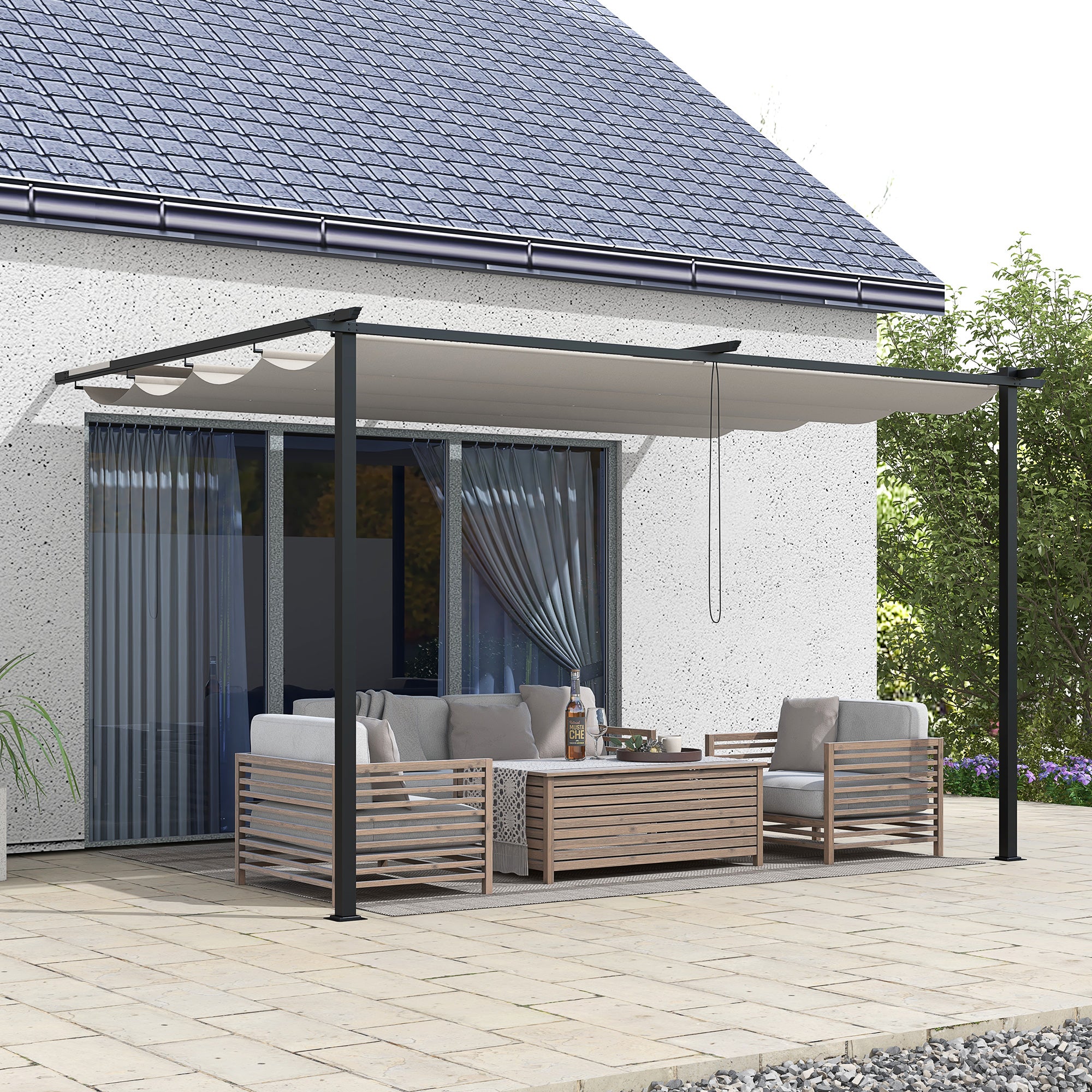 Pérgola de Jardim 390x290x220 cm Cor Creme Branco