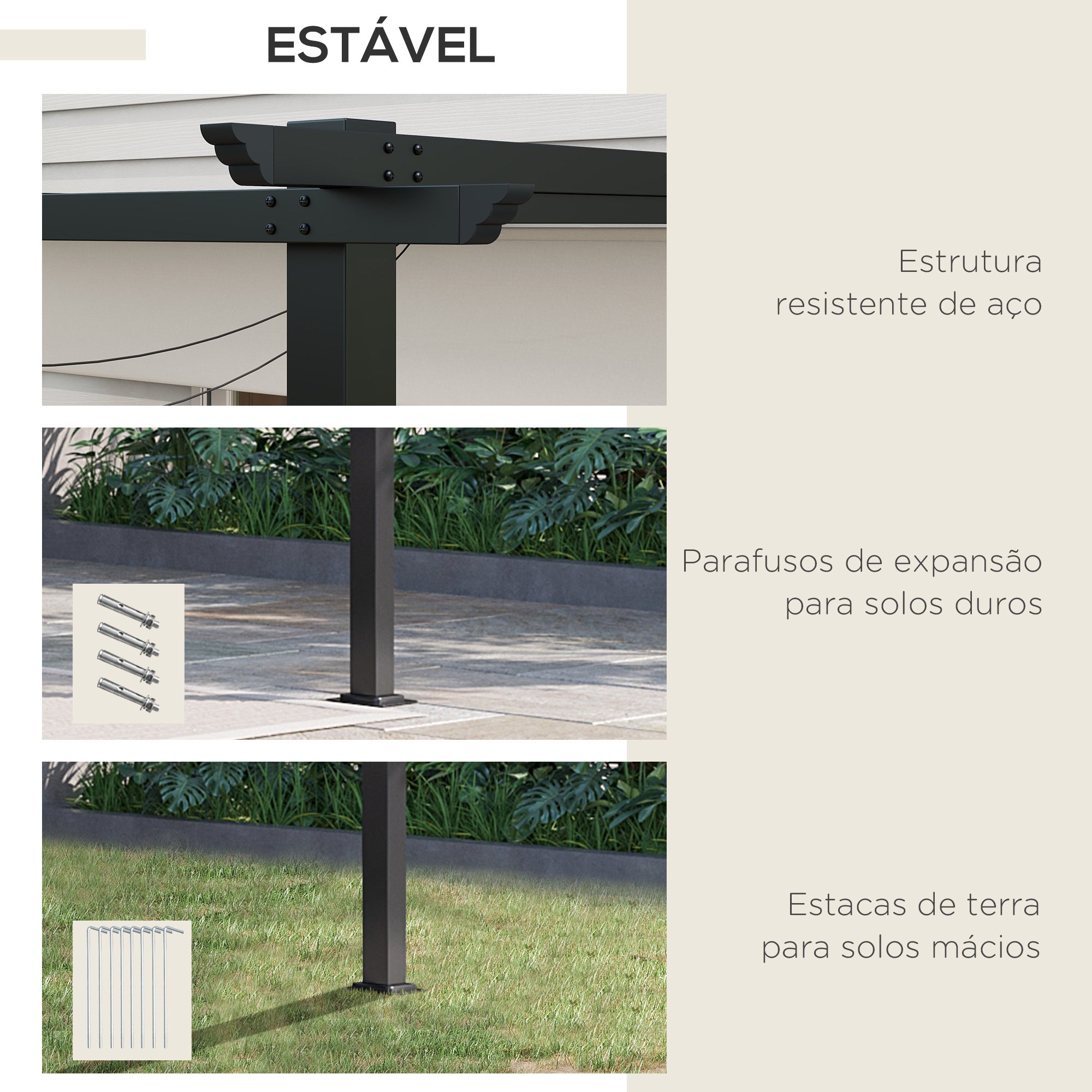 Pérgola de Jardim 390x290x220 cm Cor Creme Branco