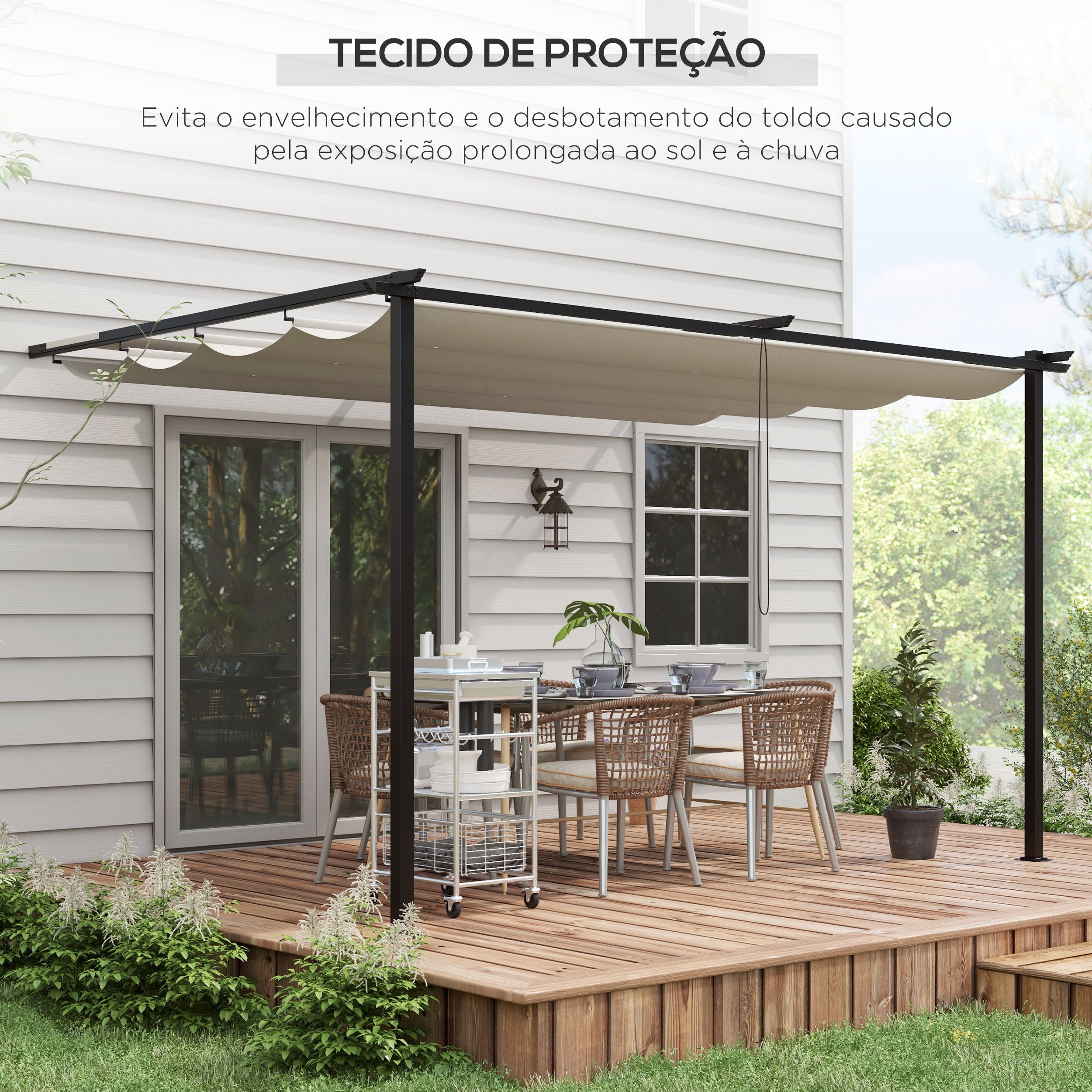 Pérgola de Jardim 390x290x220 cm Cor Creme Branco