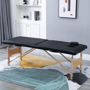 Marquesa de Massagem Dobrável – 186x60x58-81 cm – Cor Preto – Madeira de faia
