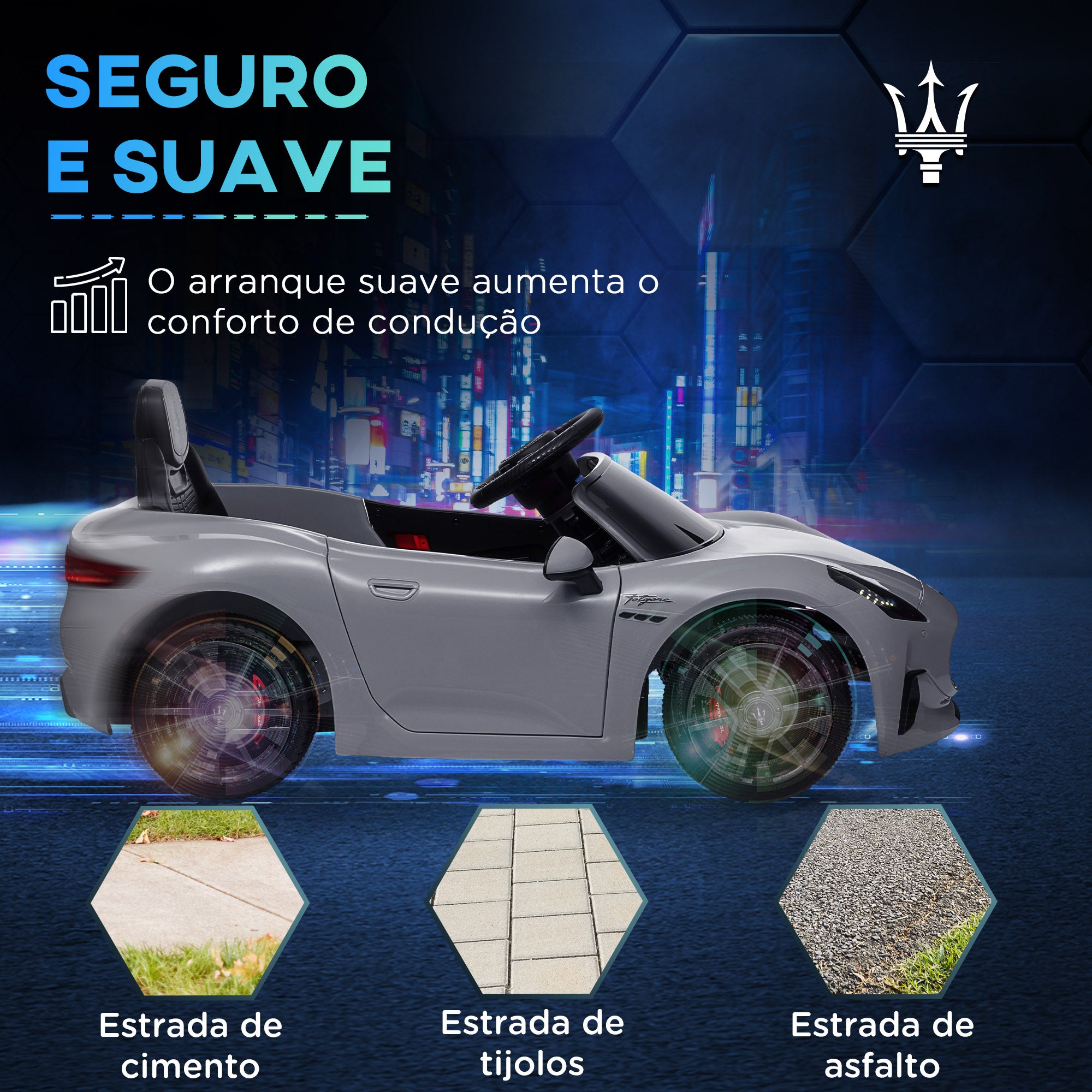 Carro Elétrico para Crianças 98x59x43 cm Cinza