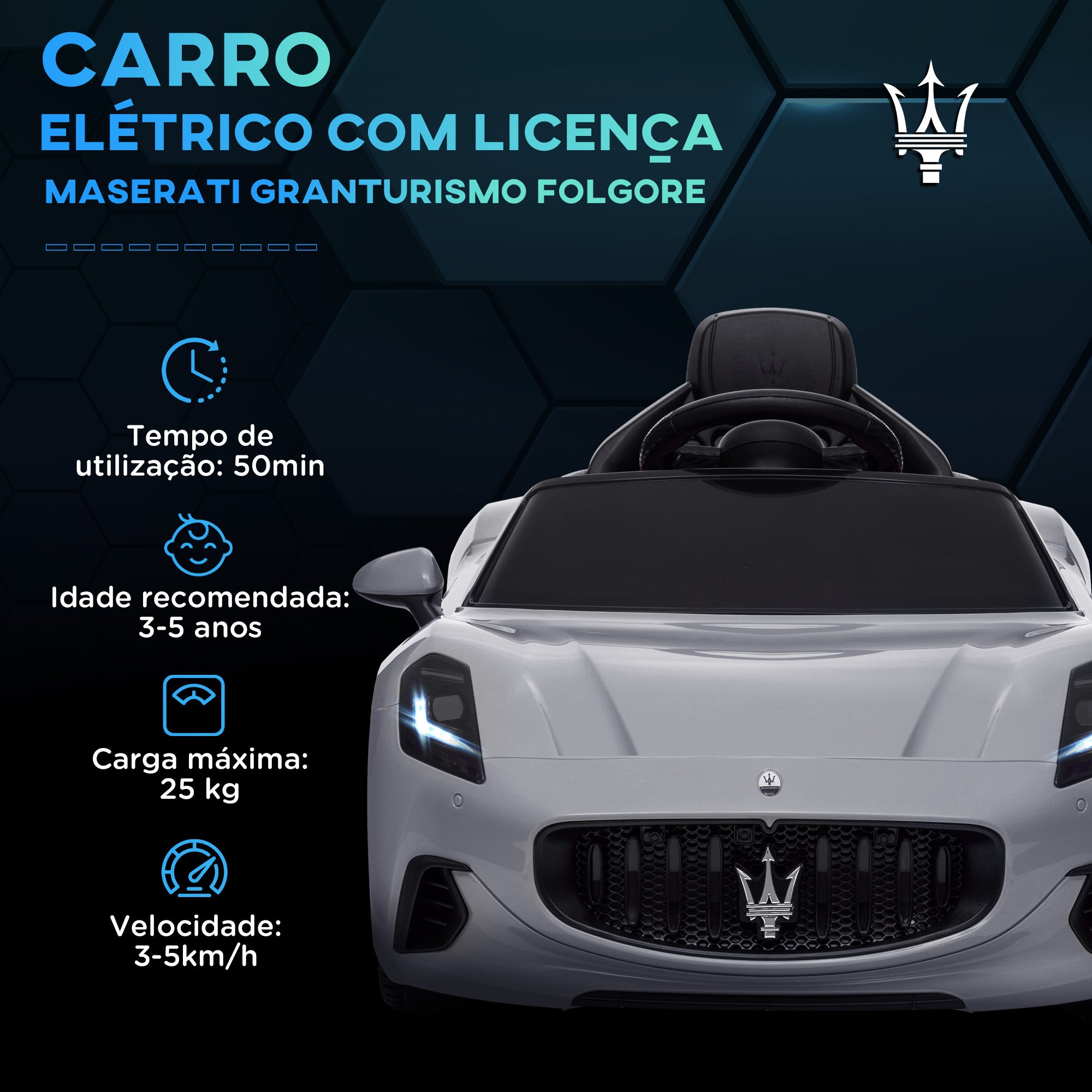 Carro Elétrico para Crianças 98x59x43 cm Cinza