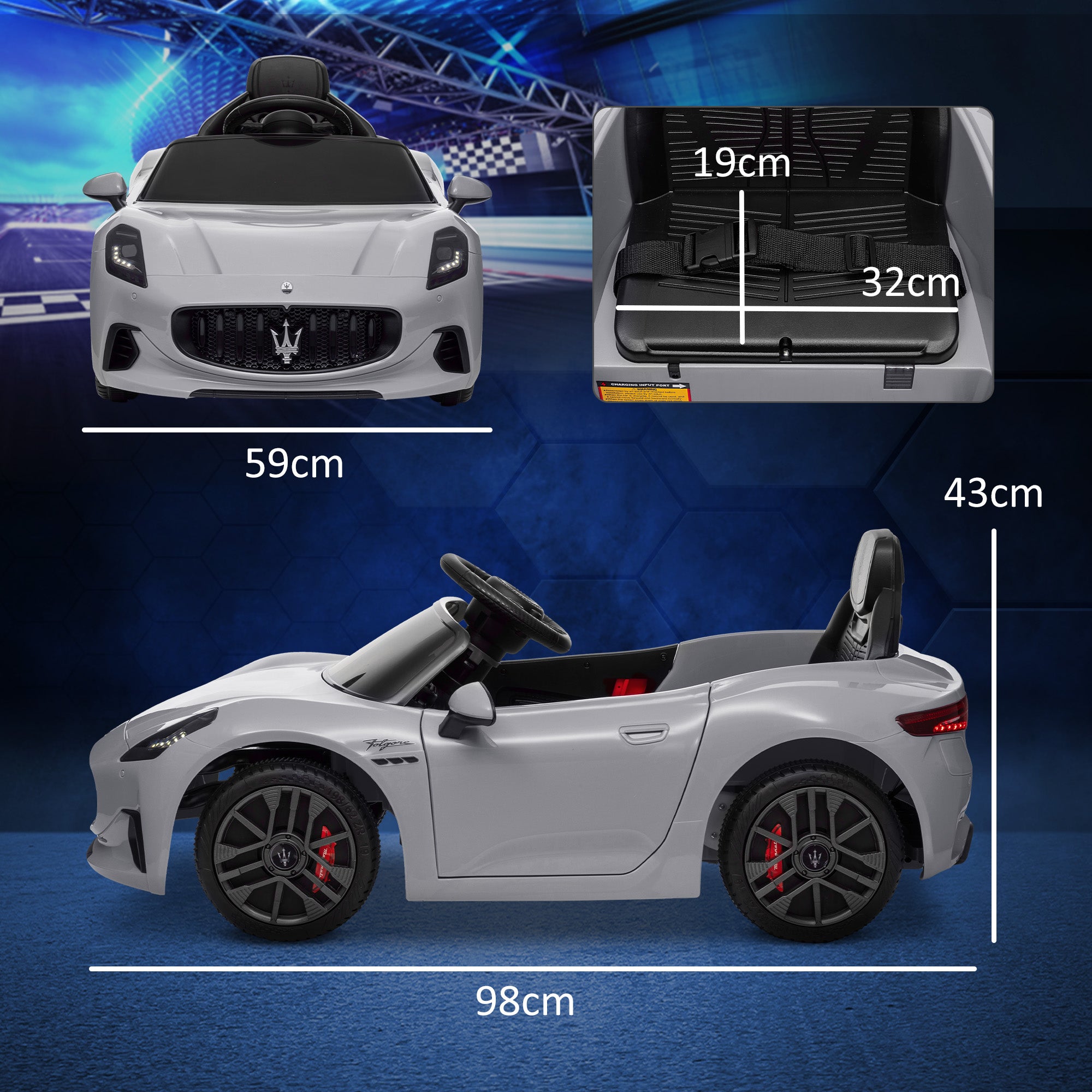 Carro Elétrico para Crianças 98x59x43 cm Cinza