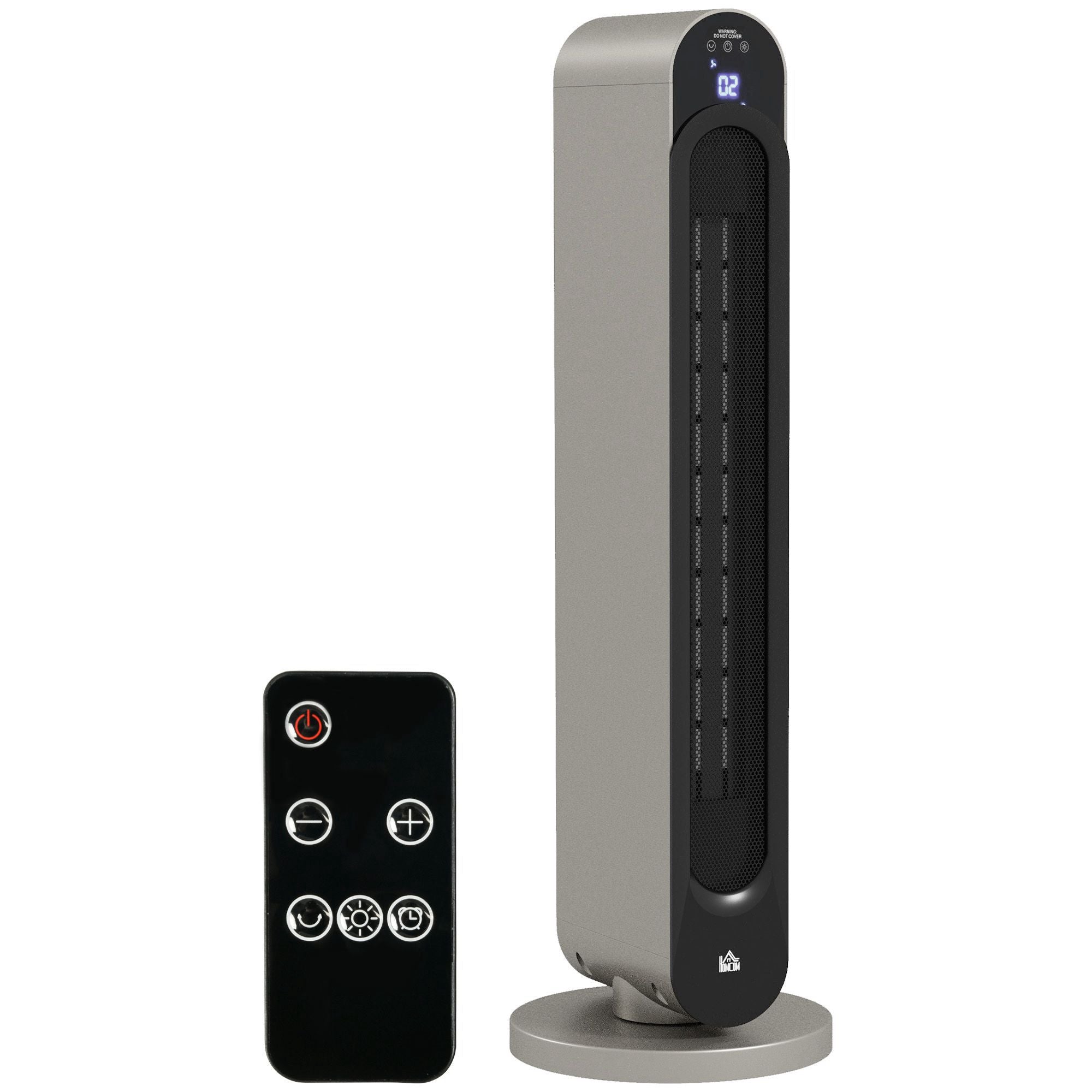 Aquecedor de Torre Cerâmico 2200W Ø25x73,5cm Prata e Preto