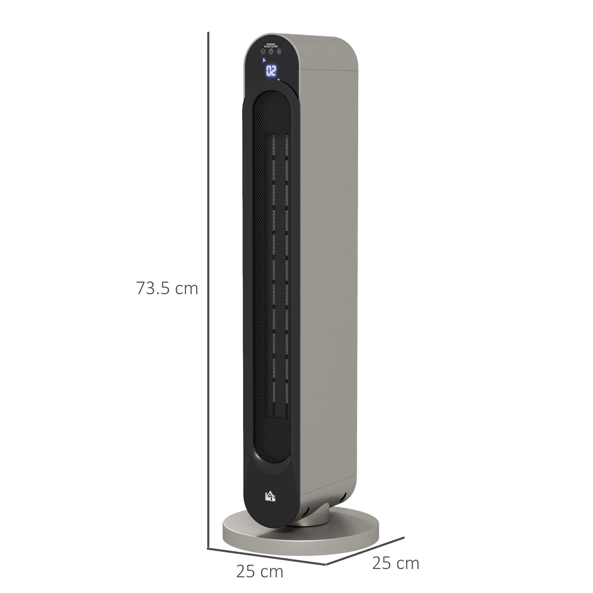 Aquecedor de Torre Cerâmico 2200W Ø25x73,5cm Prata e Preto