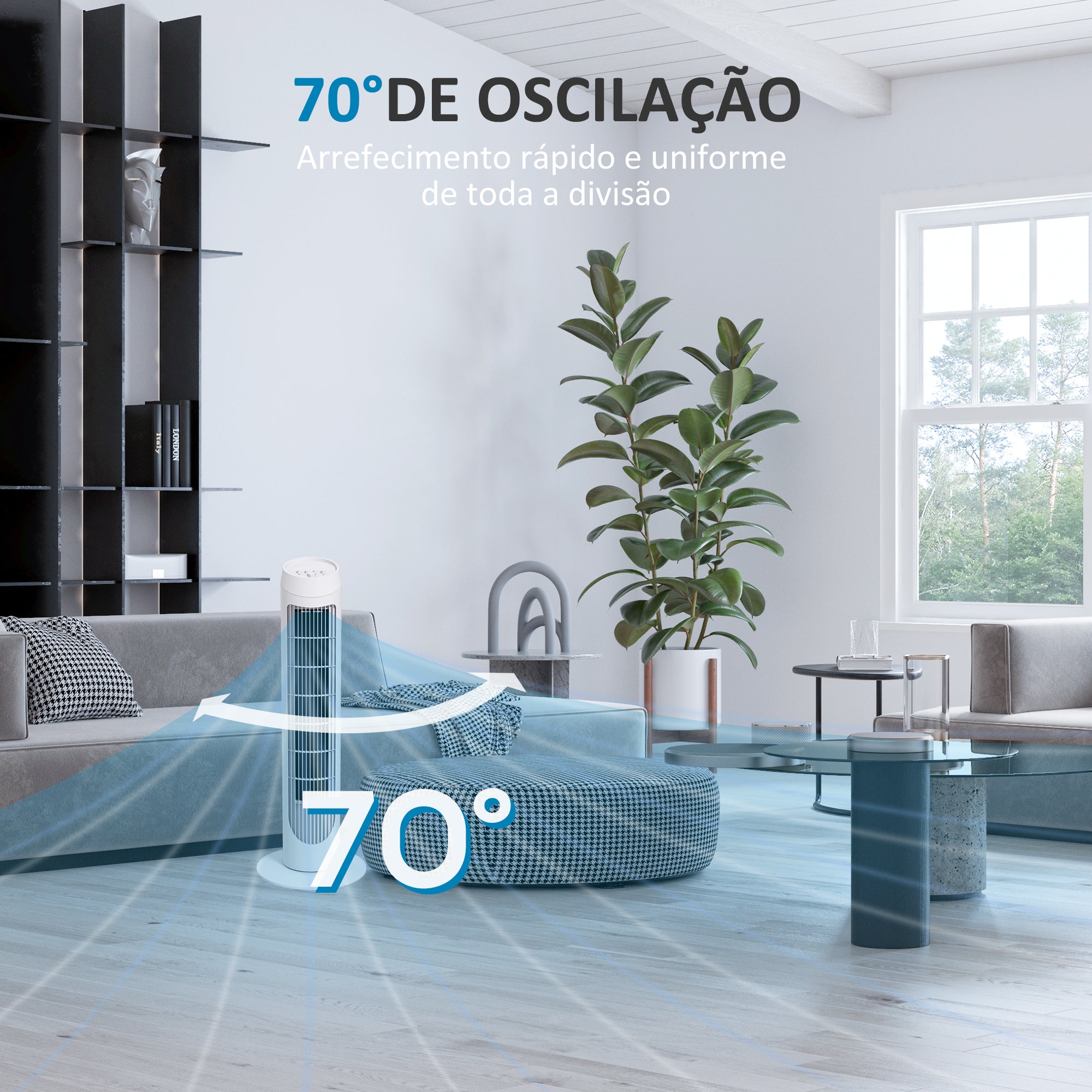 Ventoinha de Coluna Branca Ø27x75 cm - Potente e Silenciosa