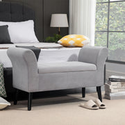 Banco Estofado em Veludo Cinza Claro 111,5x41x65 cm