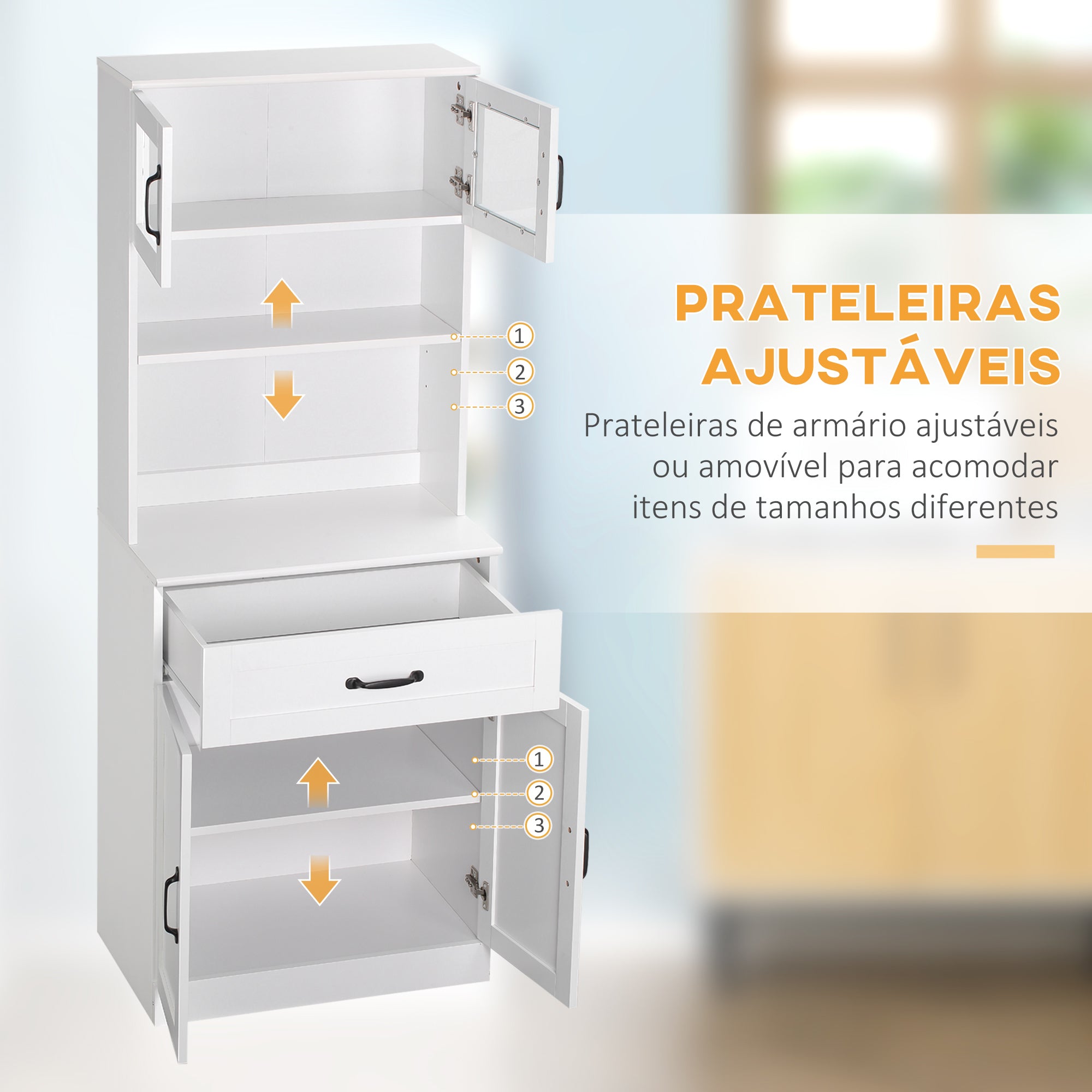 Armário de Cozinha Moderno Branco 60x38x161 cm