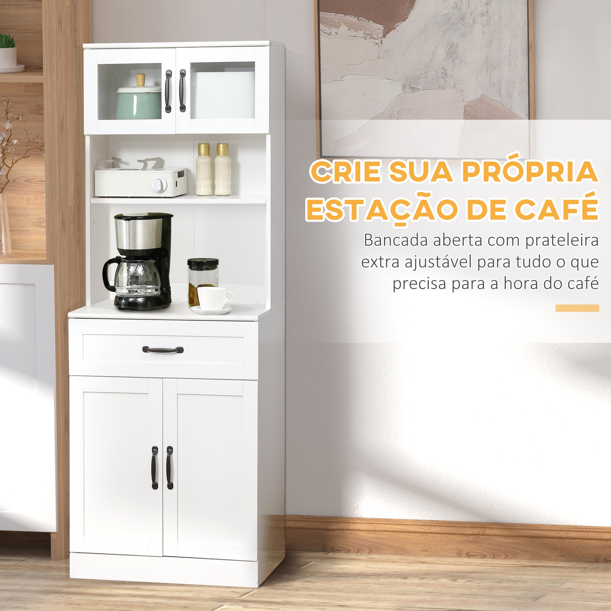 Armário de Cozinha Moderno Branco 60x38x161 cm