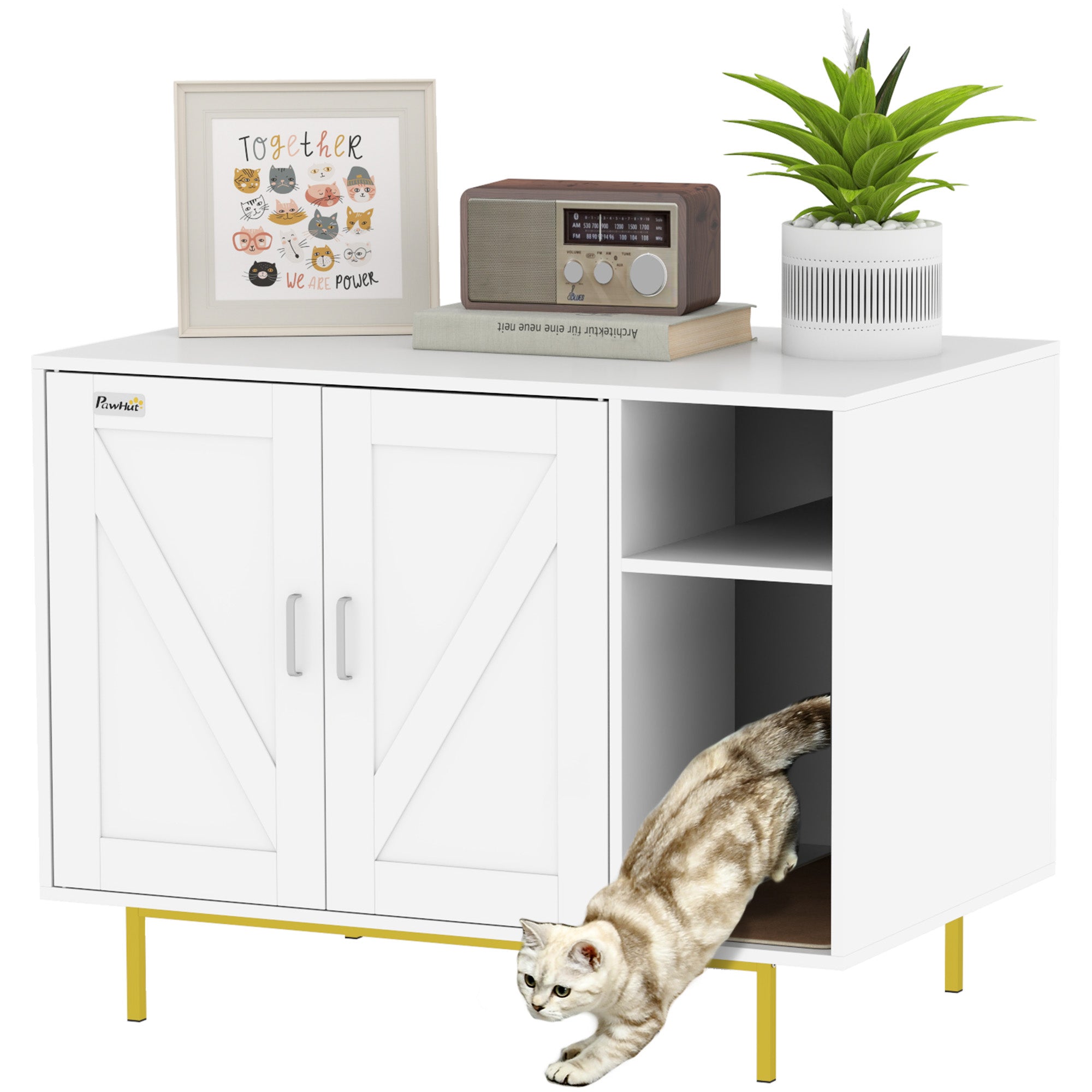 Móvel Caixa de Areia para Gatos 80x50x61 cm - Branco