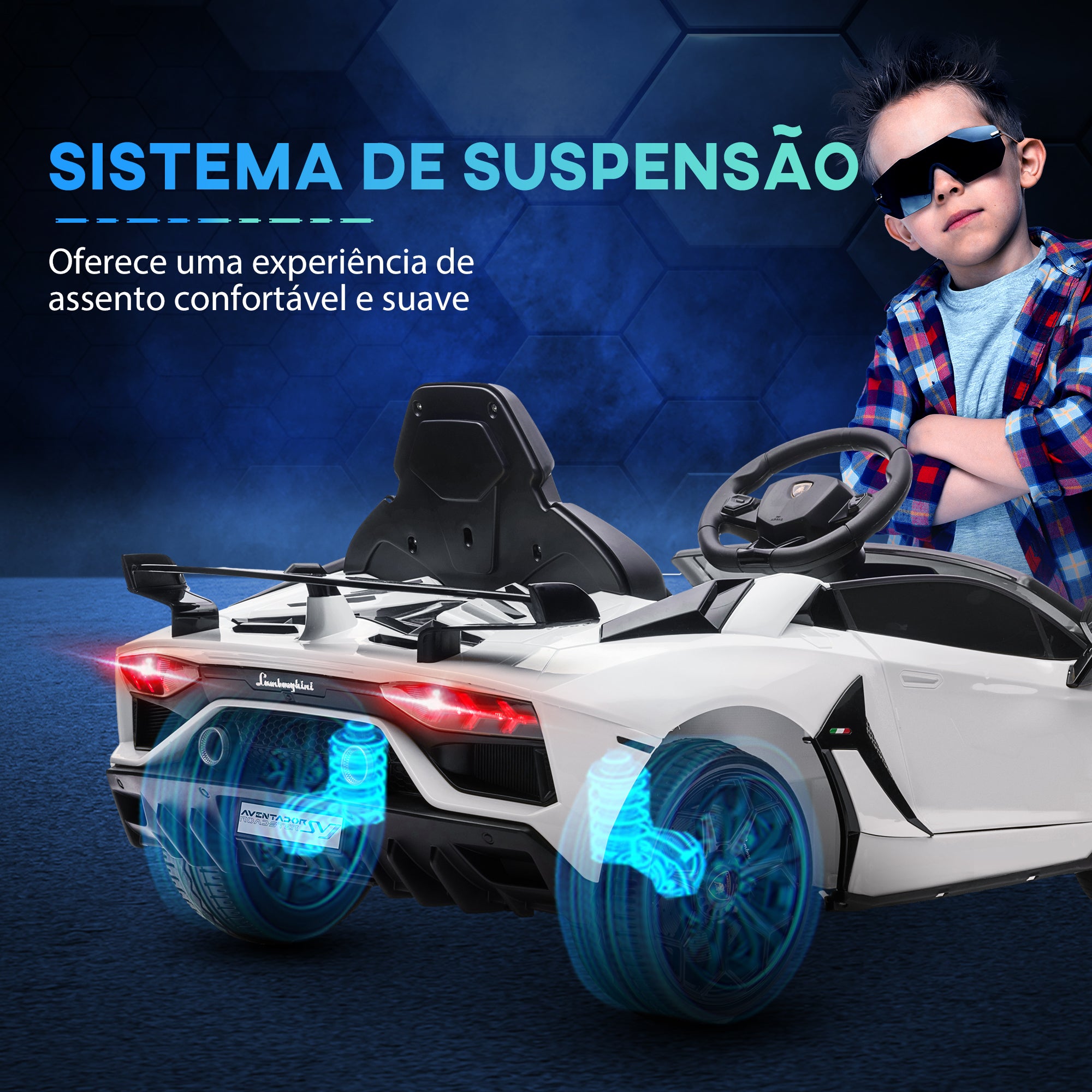 Carro Elétrico Infantil – 107,5x63x42 cm – Branco – Polipropileno e metal
