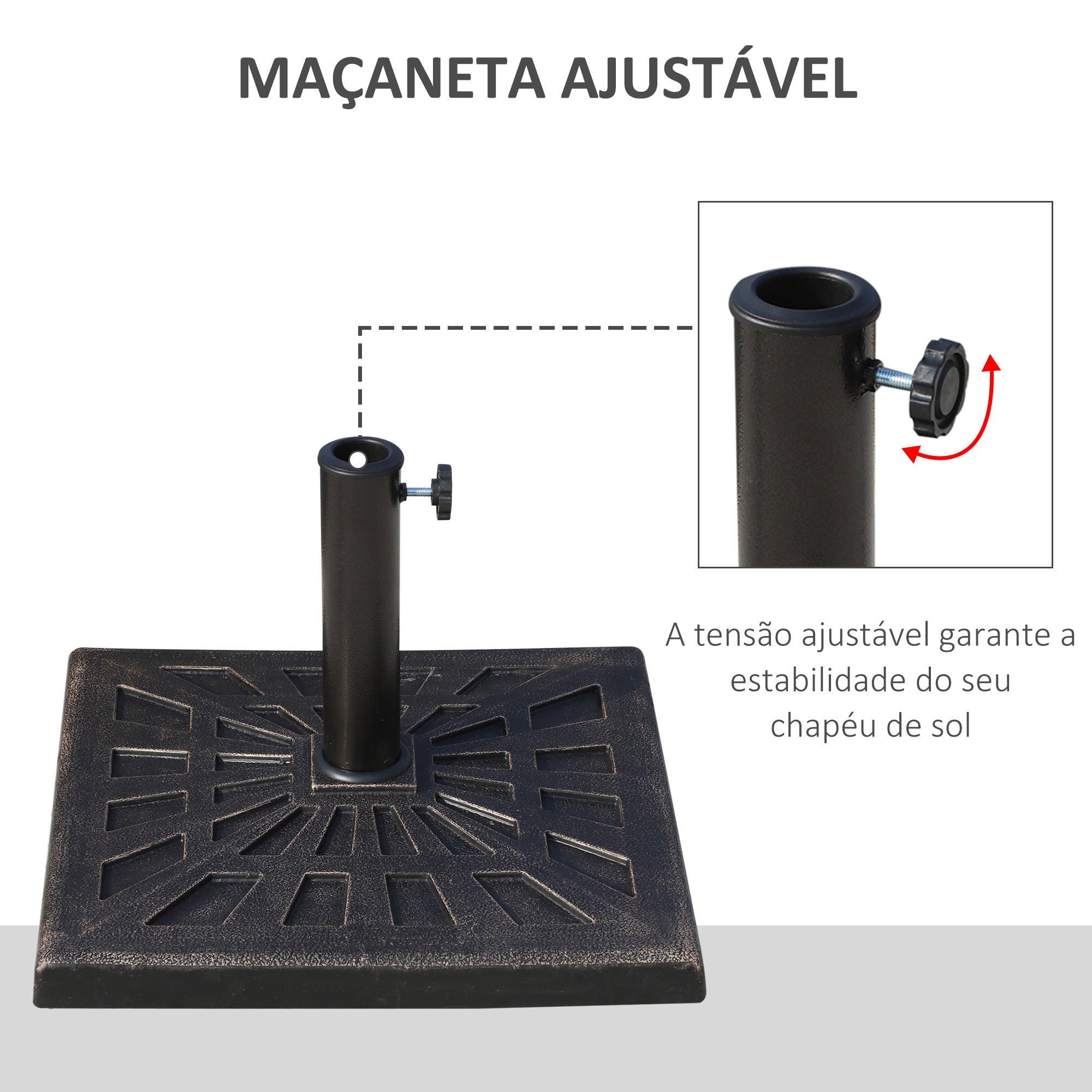 Base para Chapéu de Sol 47x47x32 cm Preto e Bronze