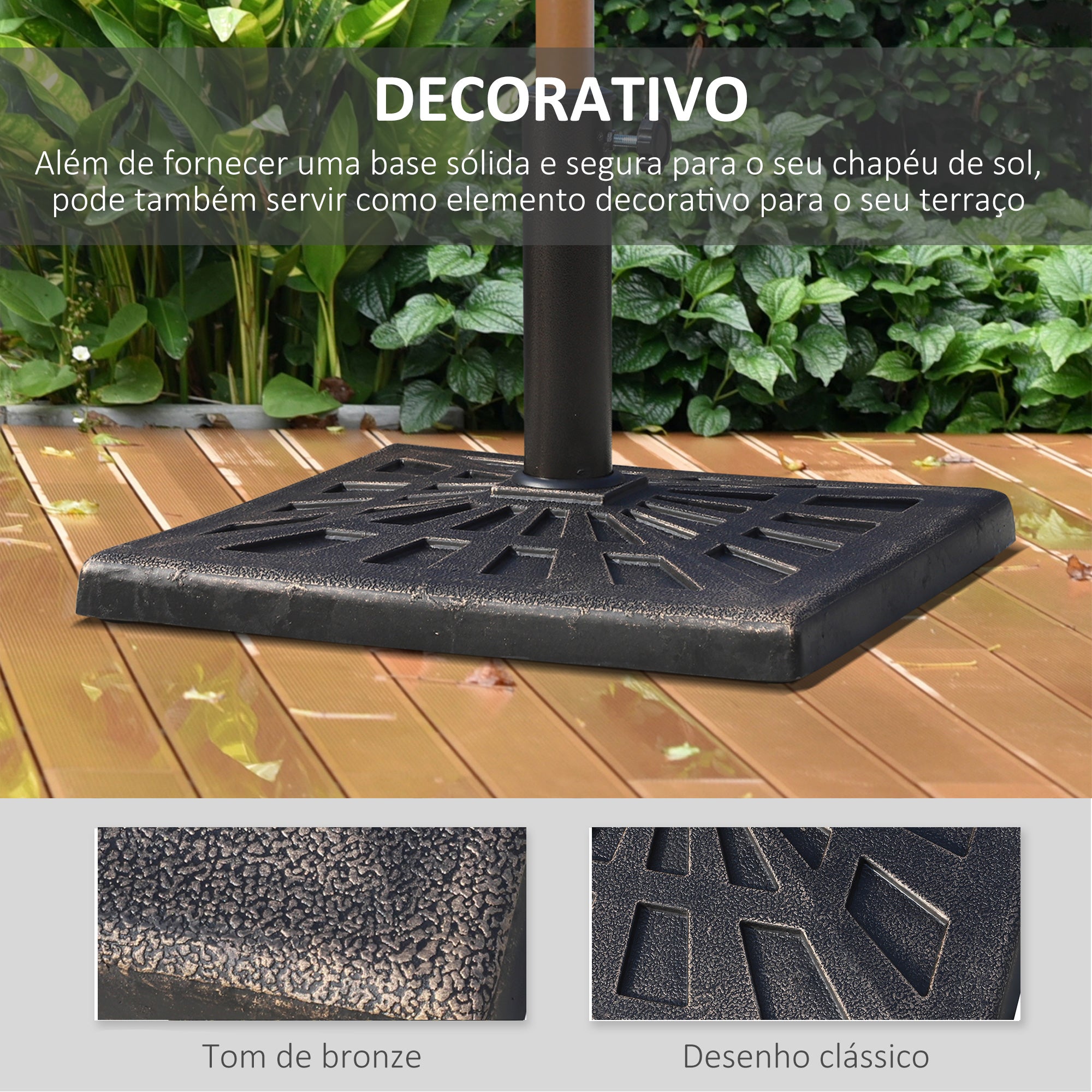 Base para Chapéu de Sol 47x47x32 cm Preto e Bronze