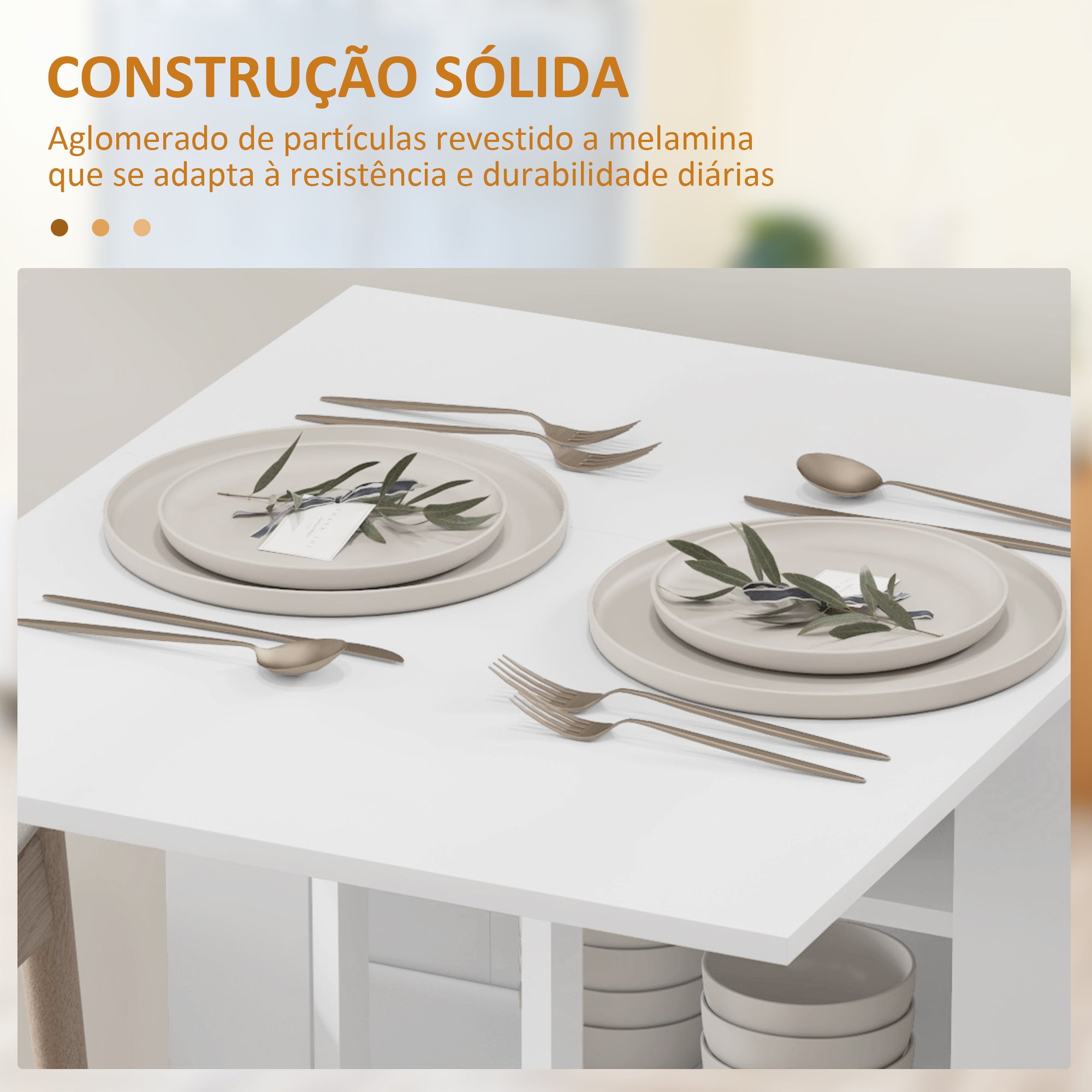 Mesa Dobrável com Asas 120x60x75 cm - Branco