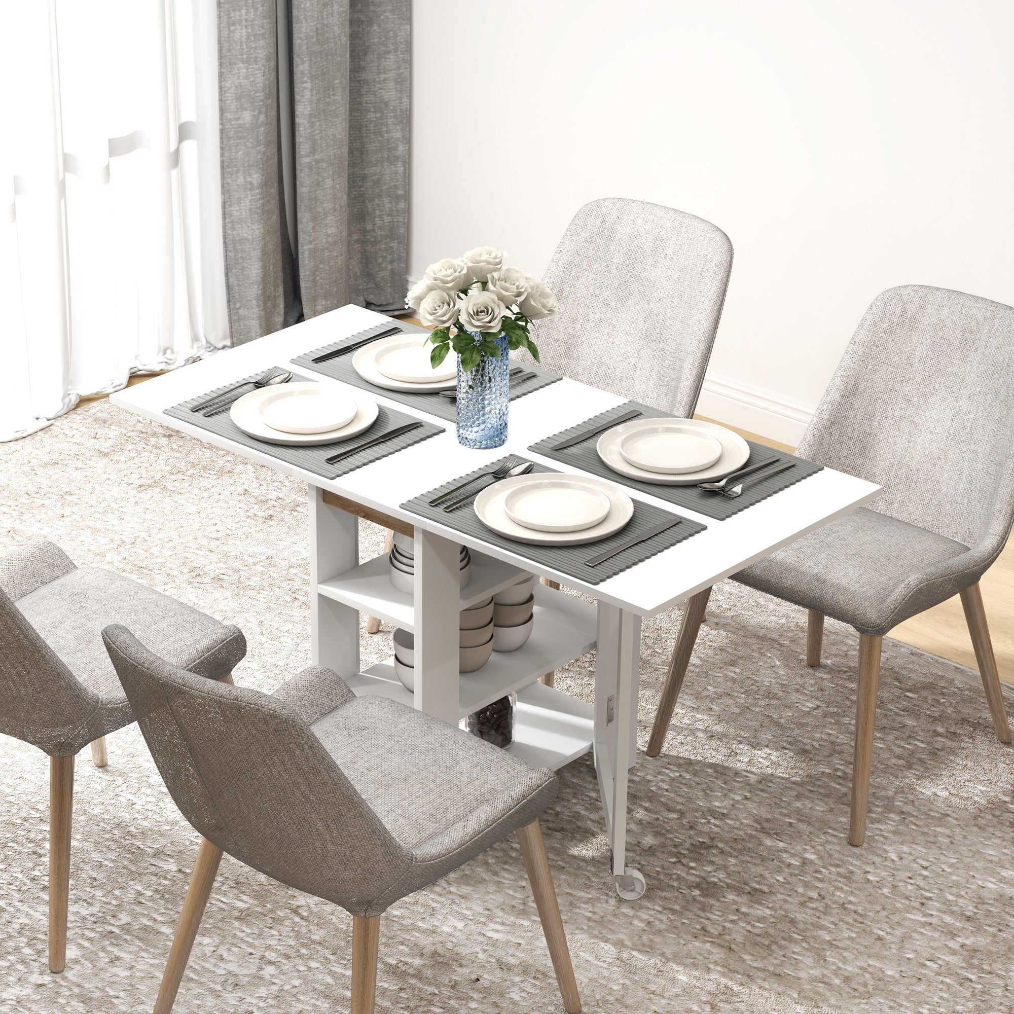 Mesa Dobrável com Asas 120x60x75 cm - Branco