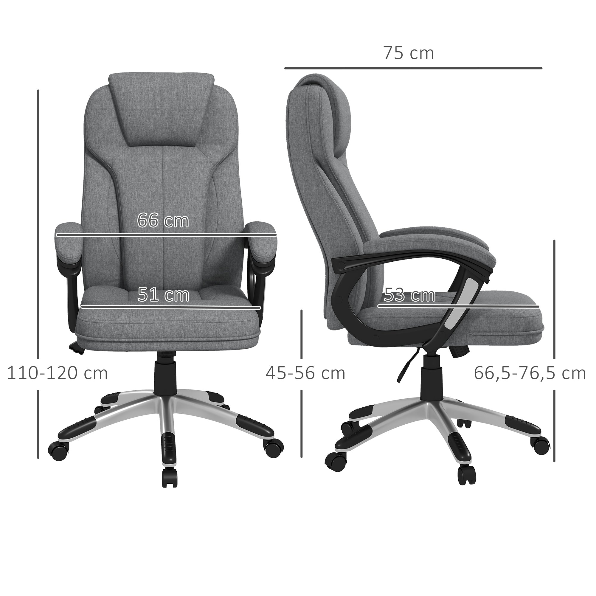 Cadeira de Escritório Ergonómica Cinzenta 66x75x110-120 cm