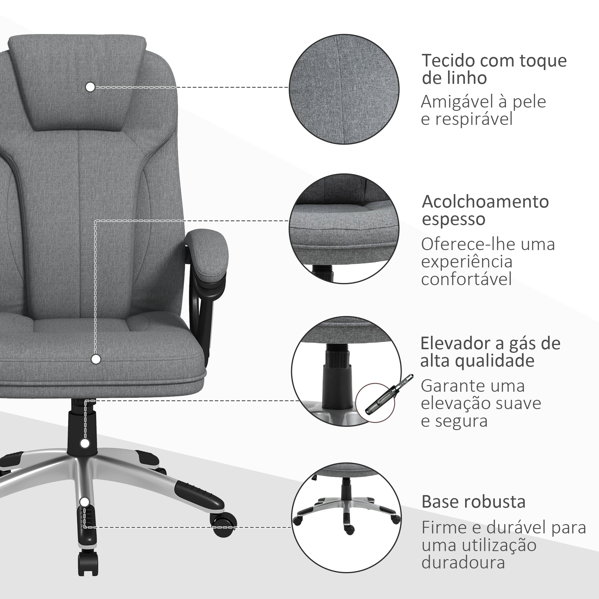Cadeira de Escritório Ergonómica Cinzenta 66x75x110-120 cm